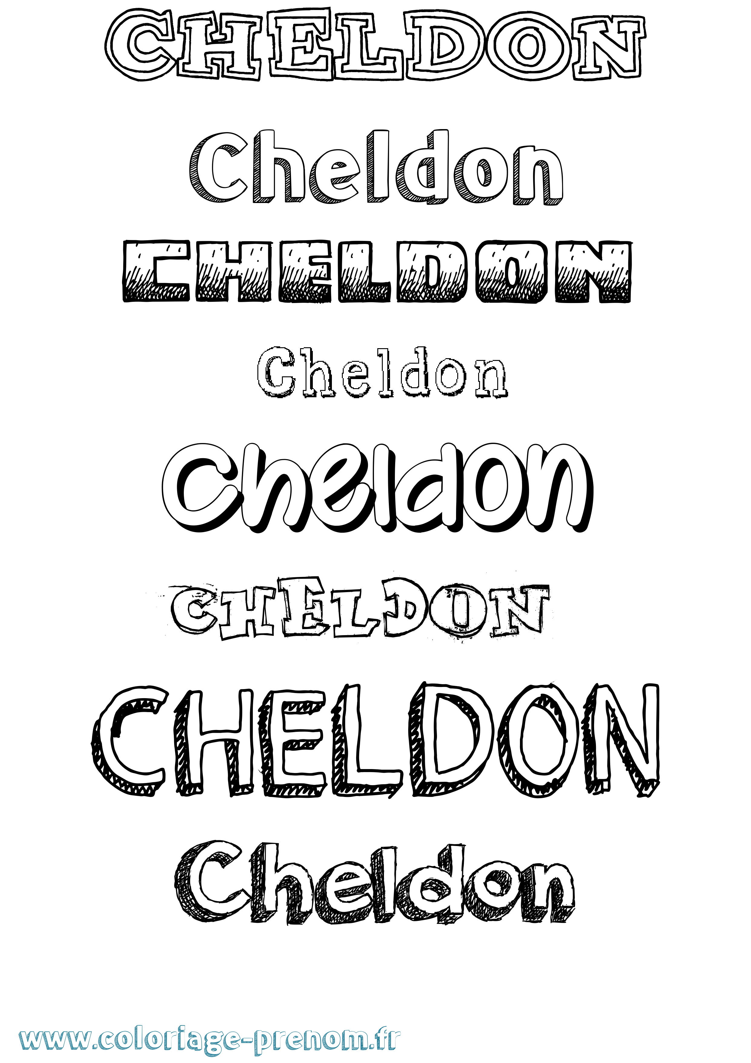 Coloriage prénom Cheldon Dessiné