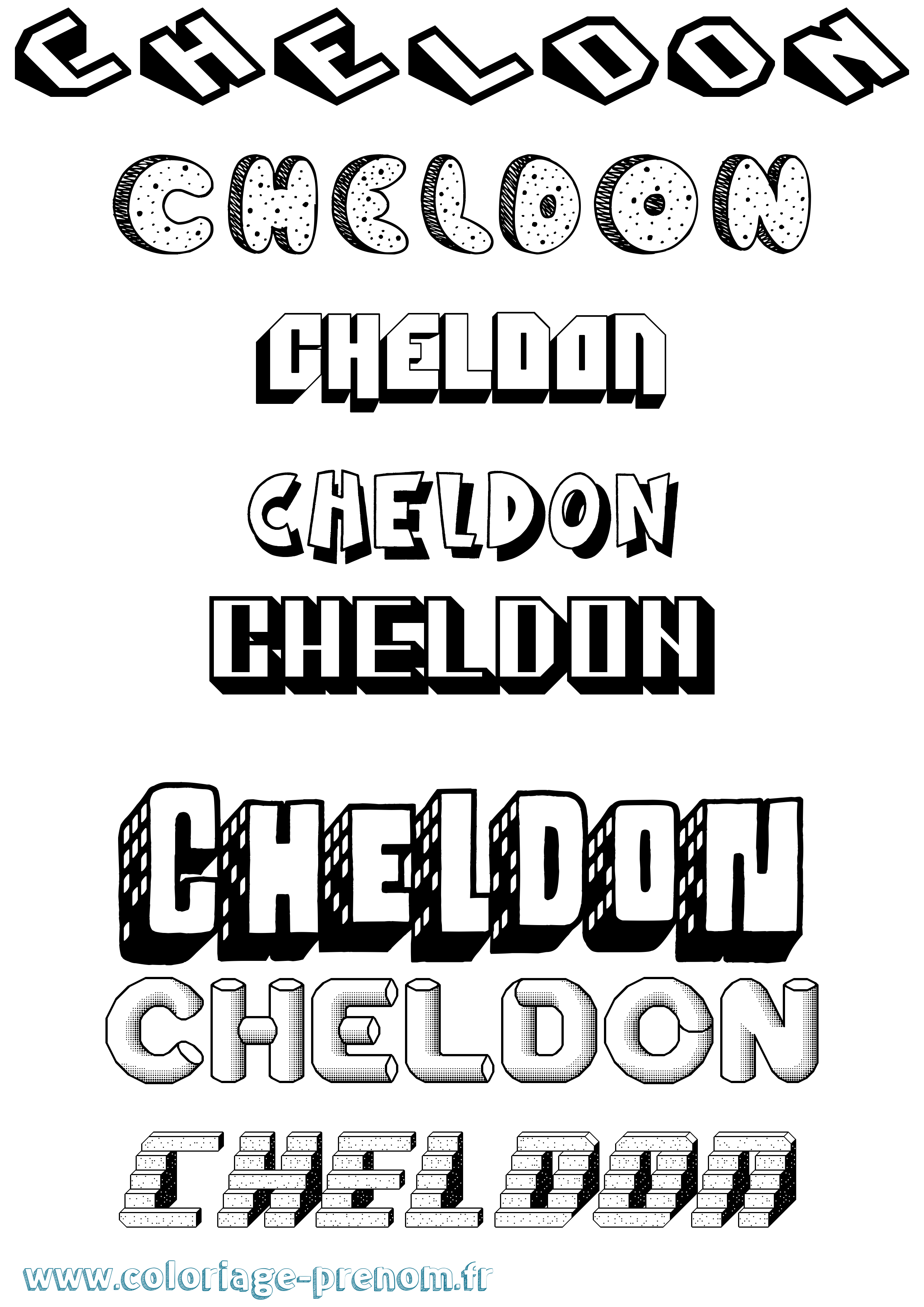 Coloriage prénom Cheldon Effet 3D