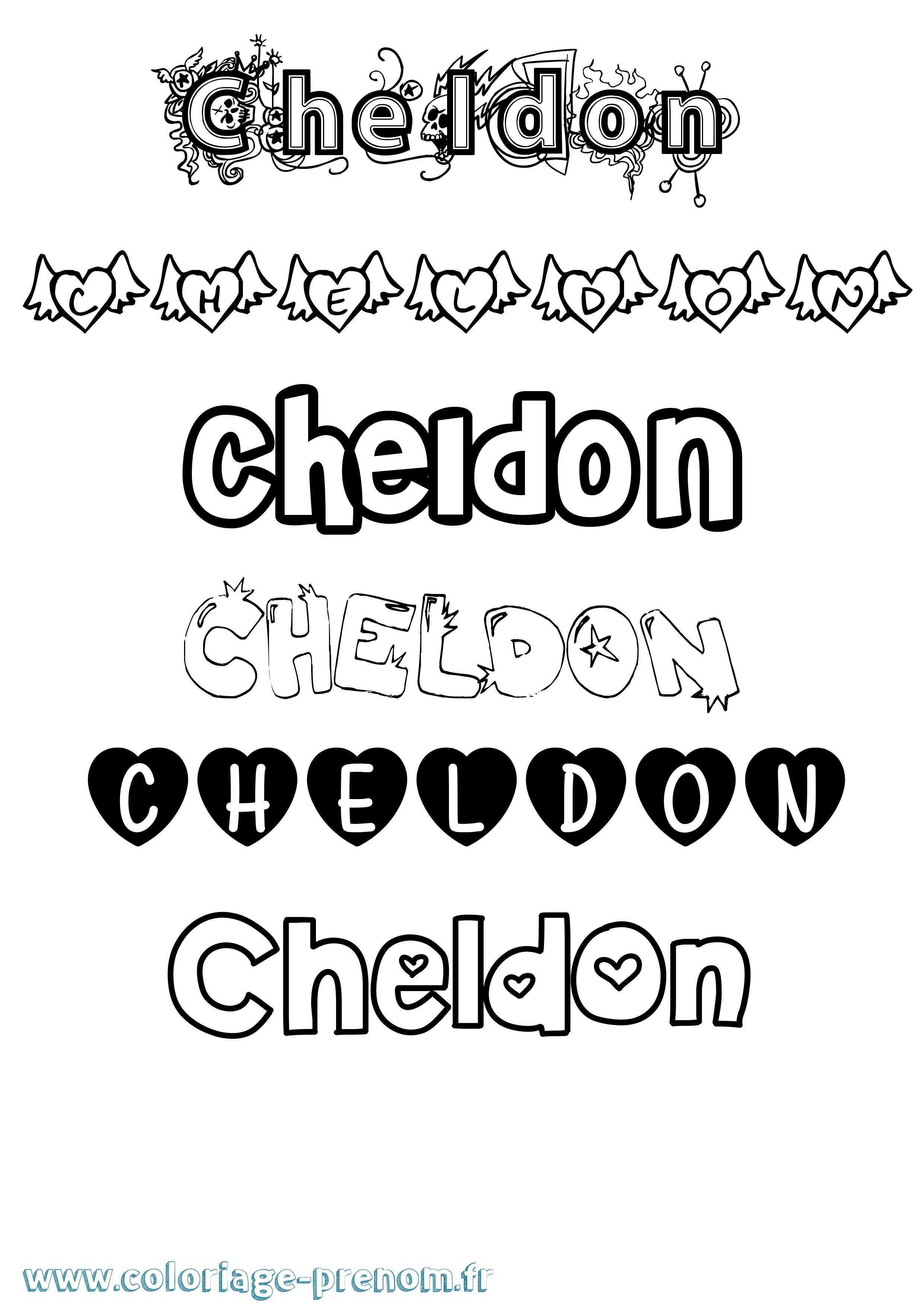 Coloriage prénom Cheldon Girly