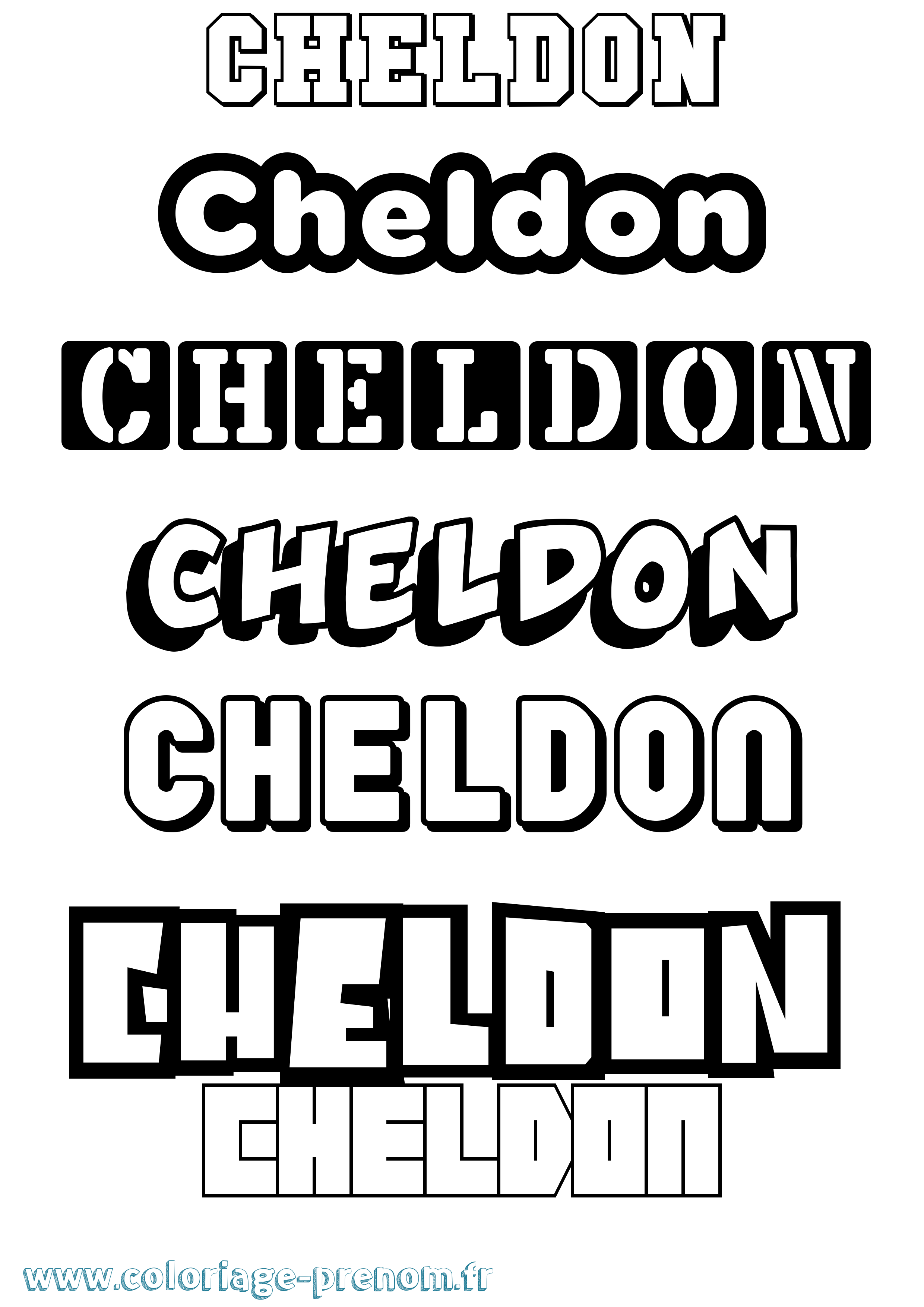 Coloriage prénom Cheldon Simple