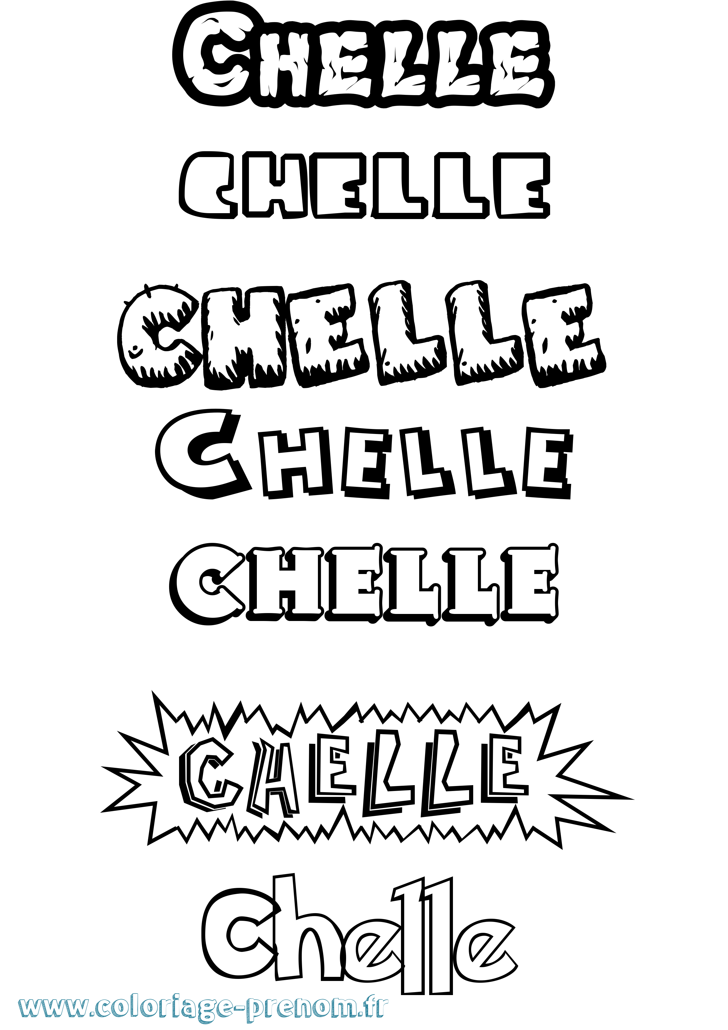 Coloriage Chelle Dessin Animé Coloriage prénom Chelle Dessin Animé
