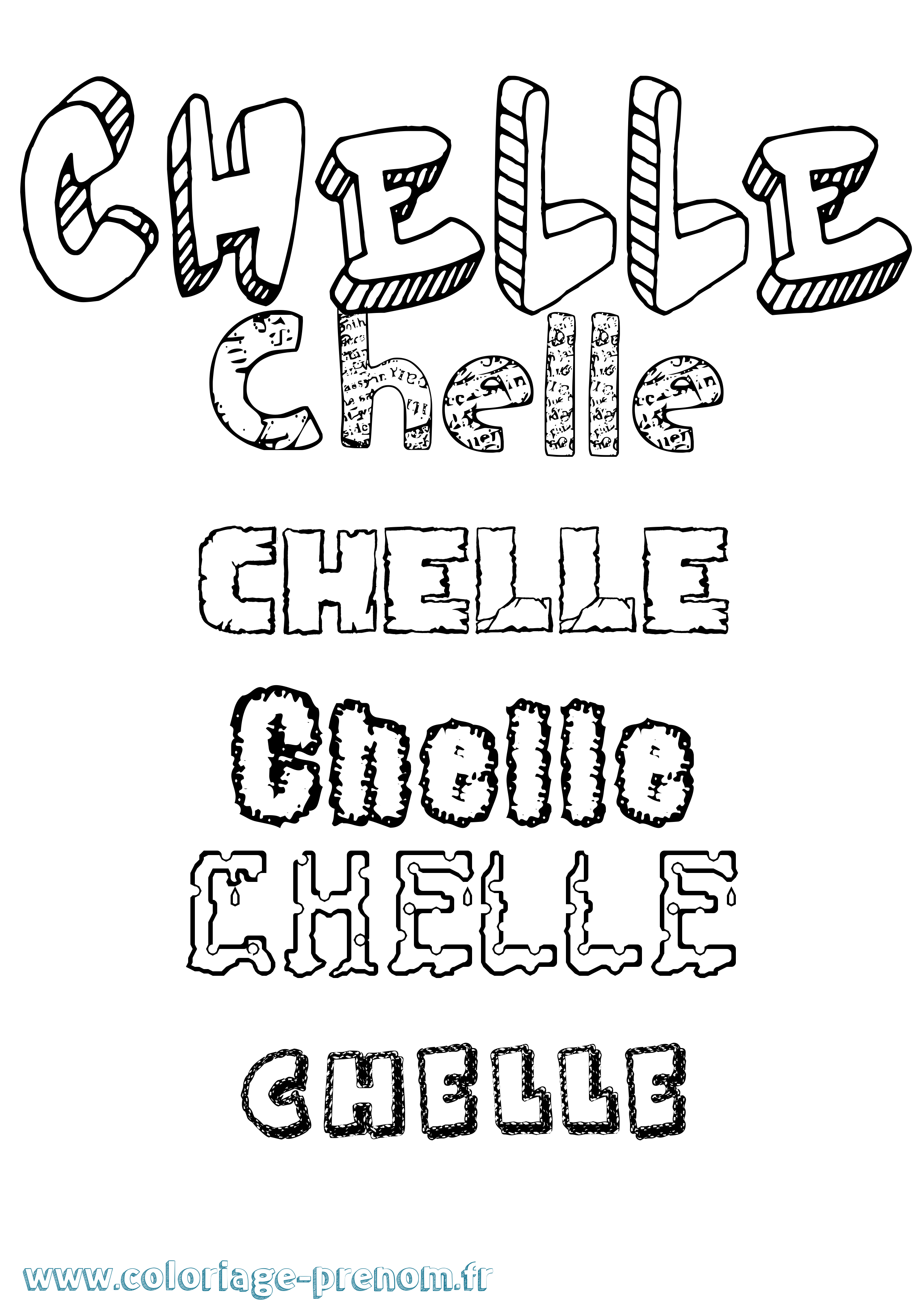 Coloriage Chelle Destructuré Coloriage prénom Chelle Destructuré