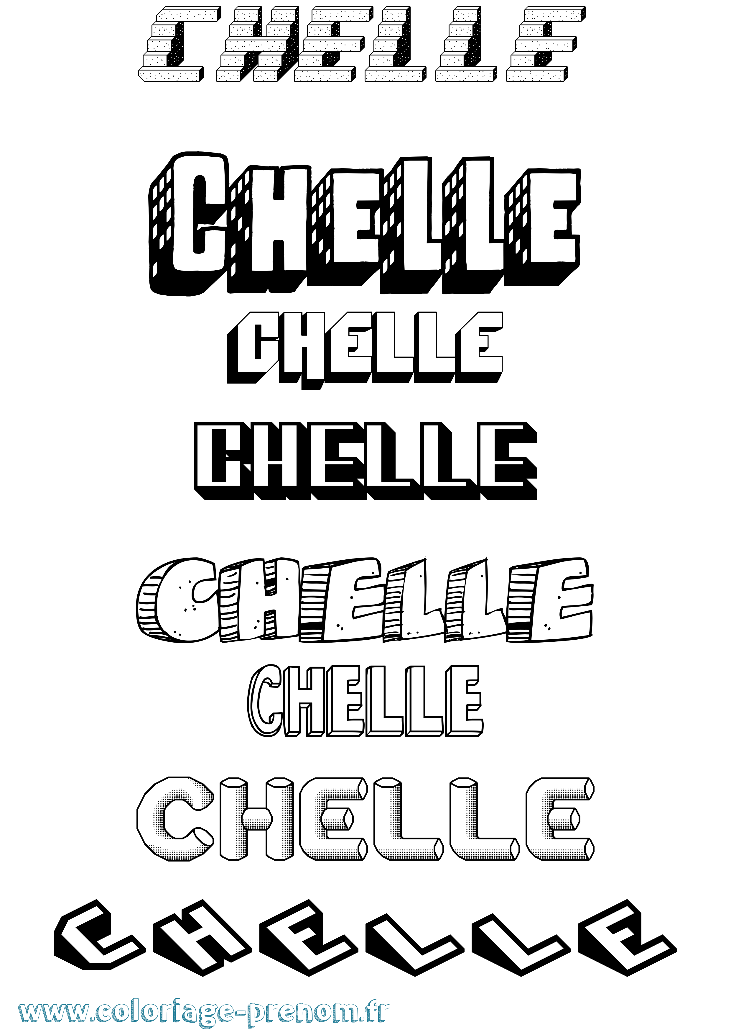 Coloriage prénom Chelle Effet 3D
