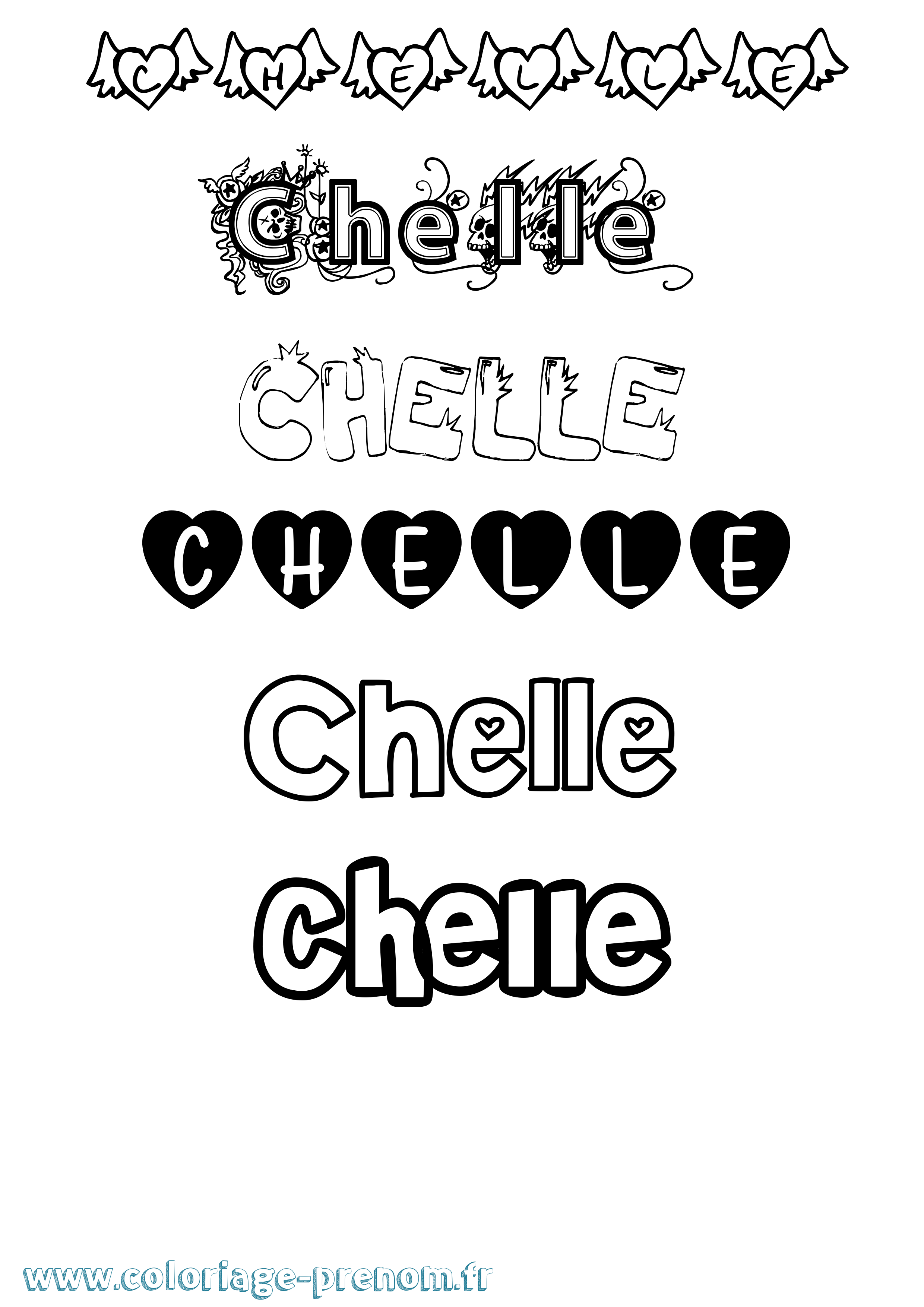 Coloriage Chelle Girly Coloriage prénom Chelle Girly