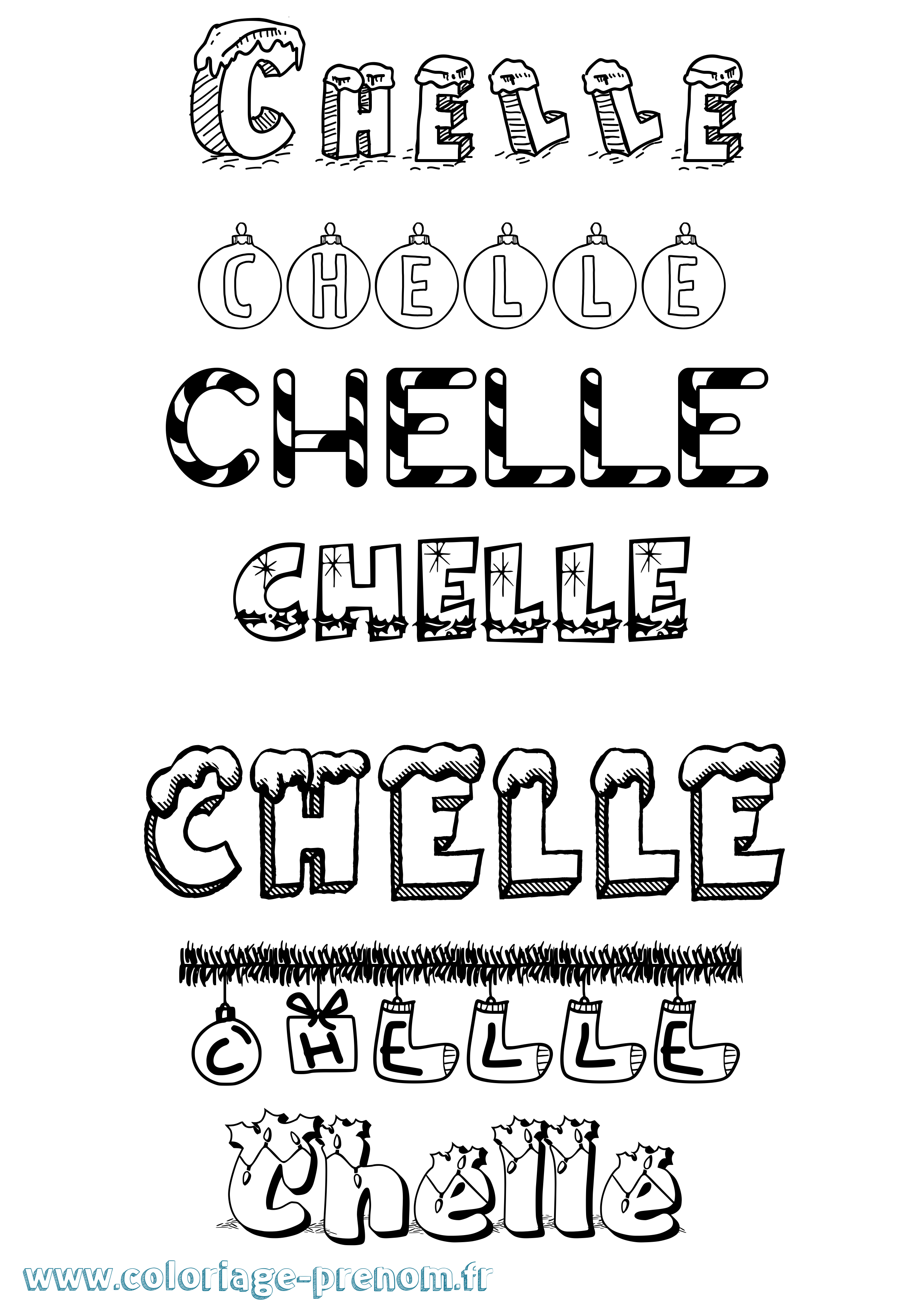 Coloriage Chelle Noël Coloriage prénom Chelle Noël