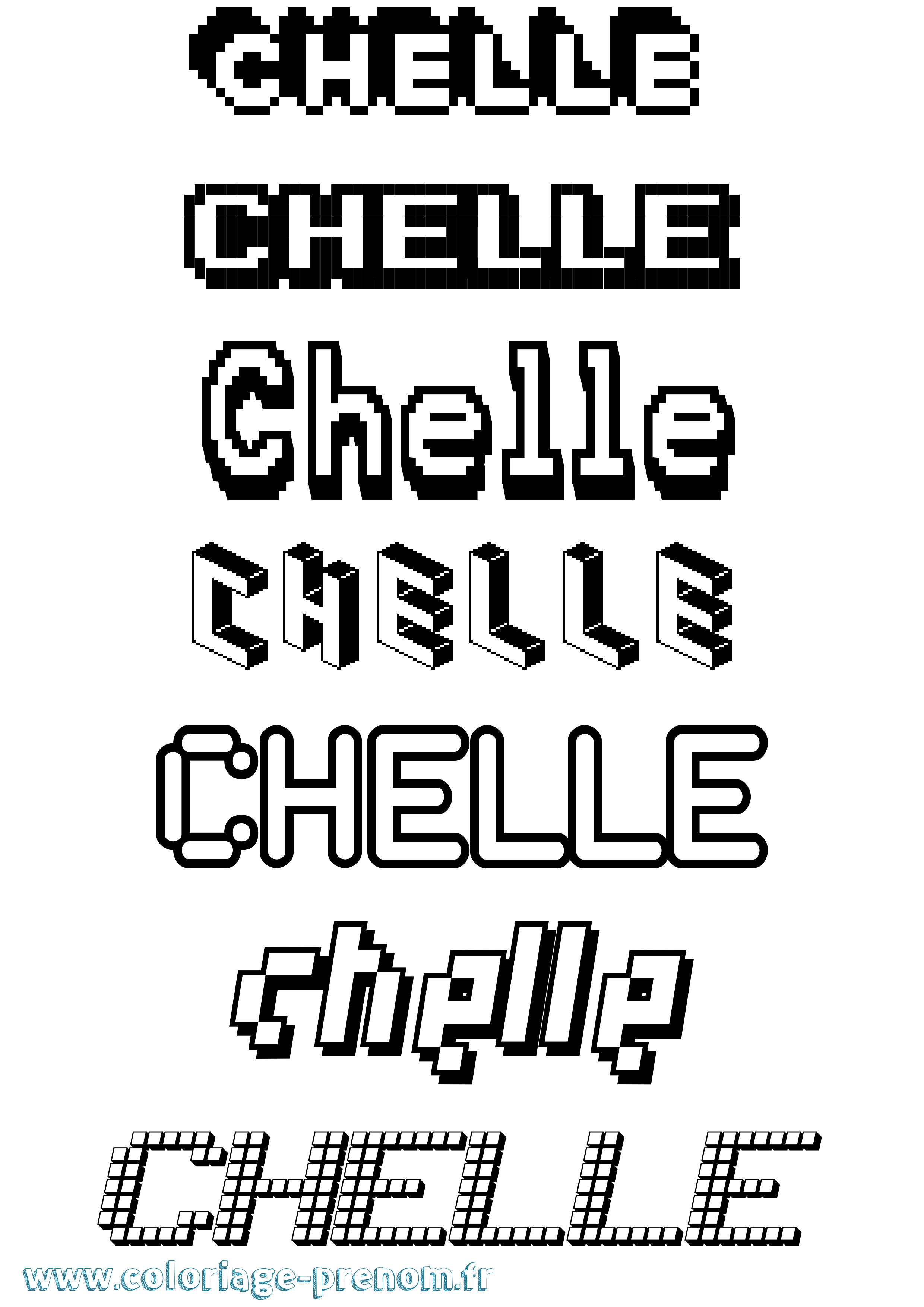 Coloriage prénom Chelle Pixel