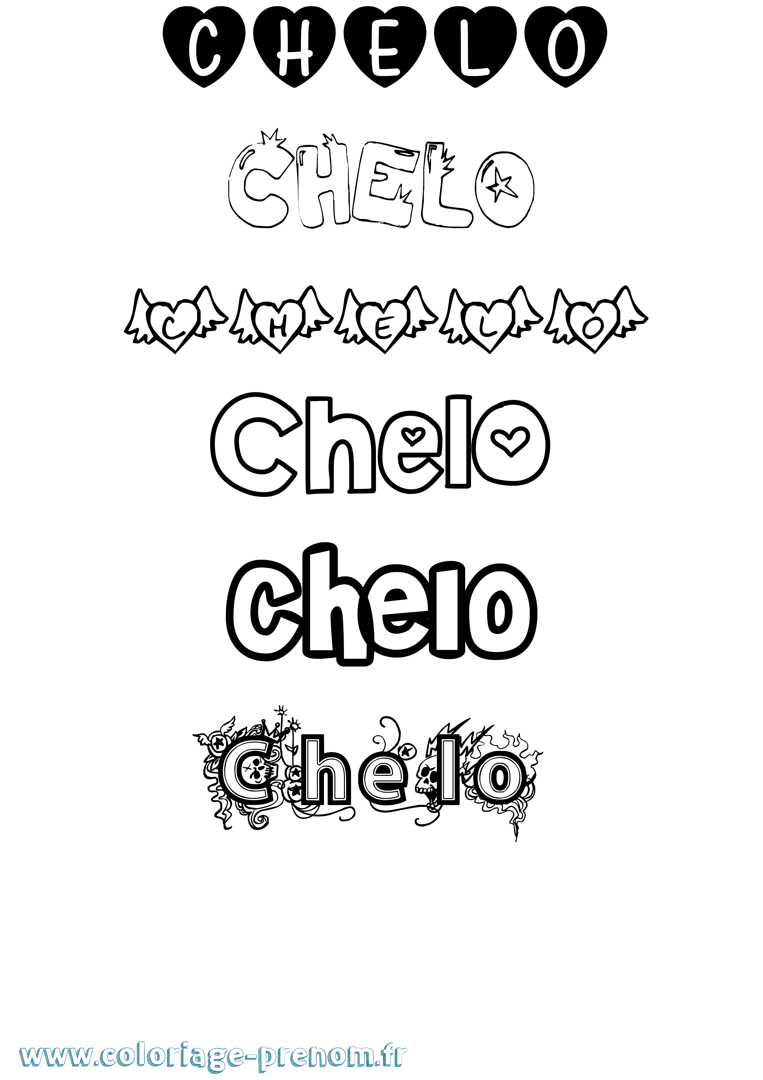 Coloriage prénom Chelo Girly