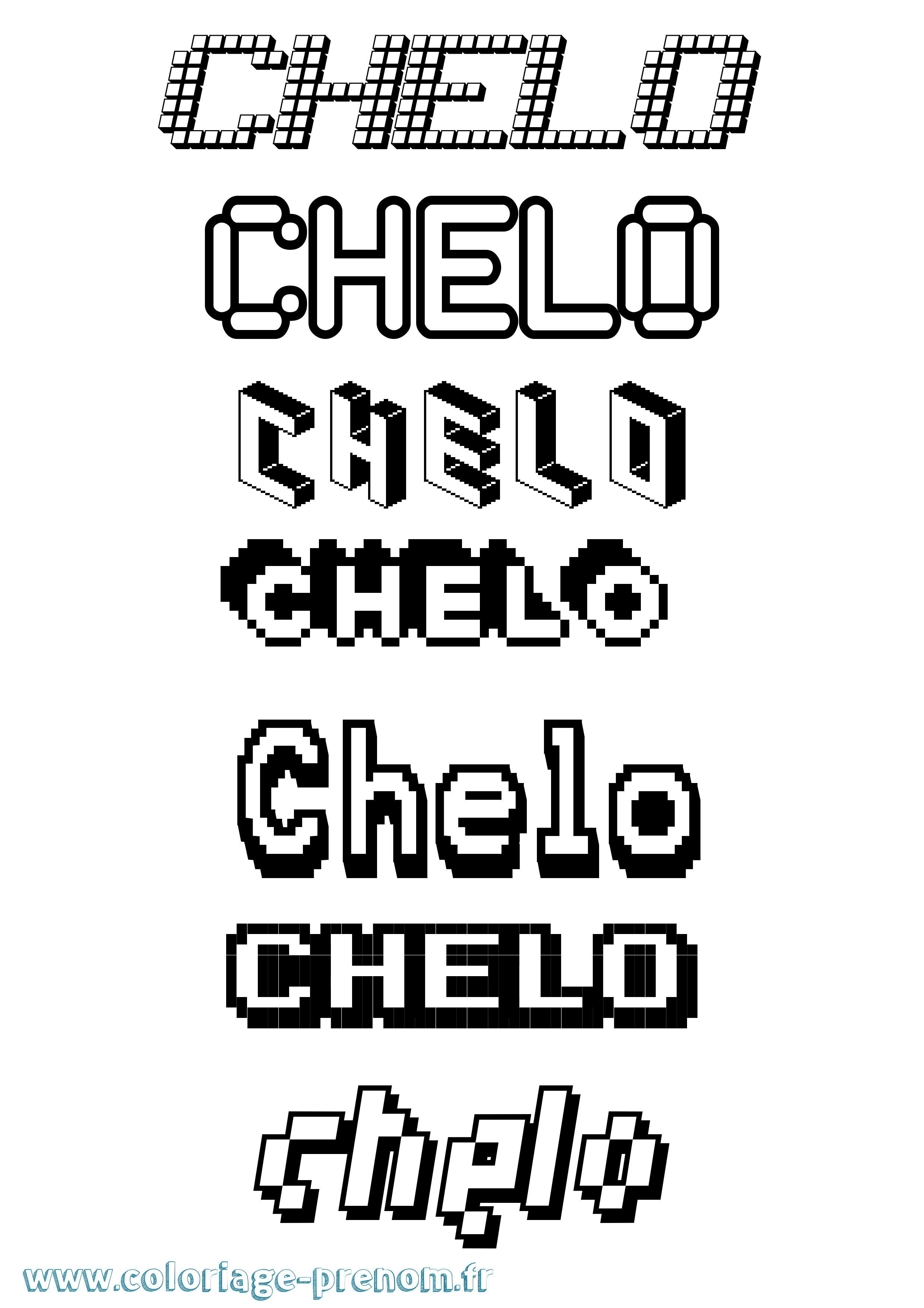 Coloriage prénom Chelo Pixel