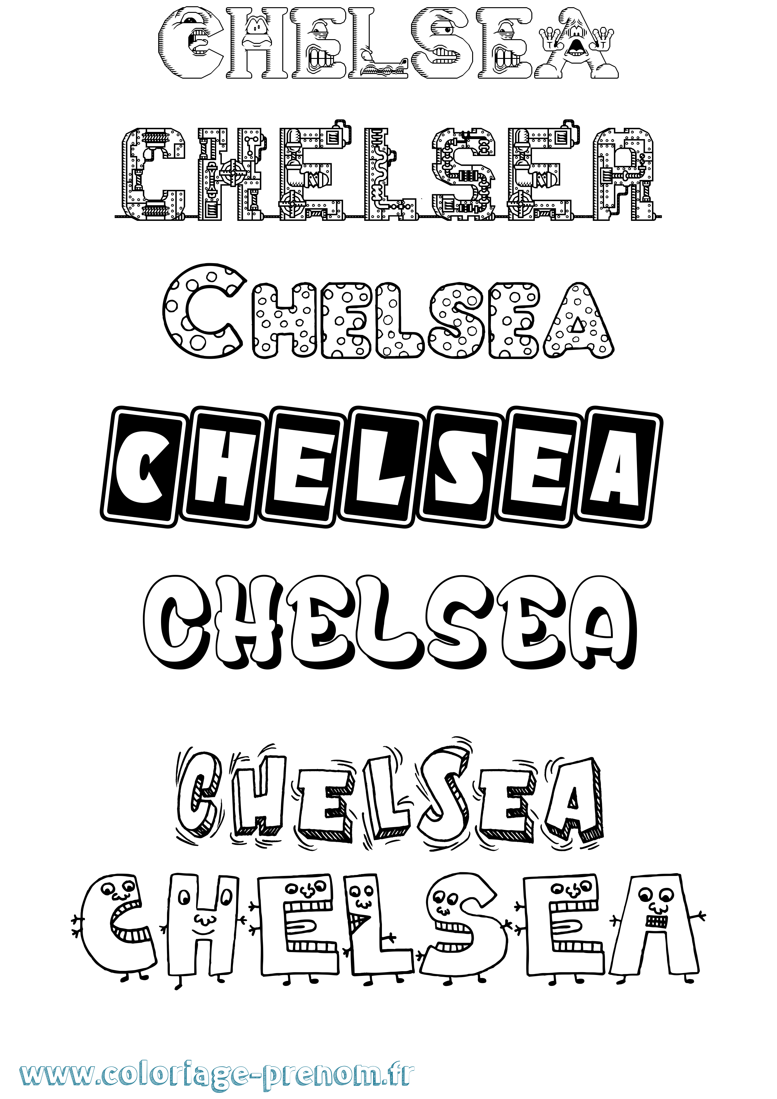 Coloriage prénom Chelsea