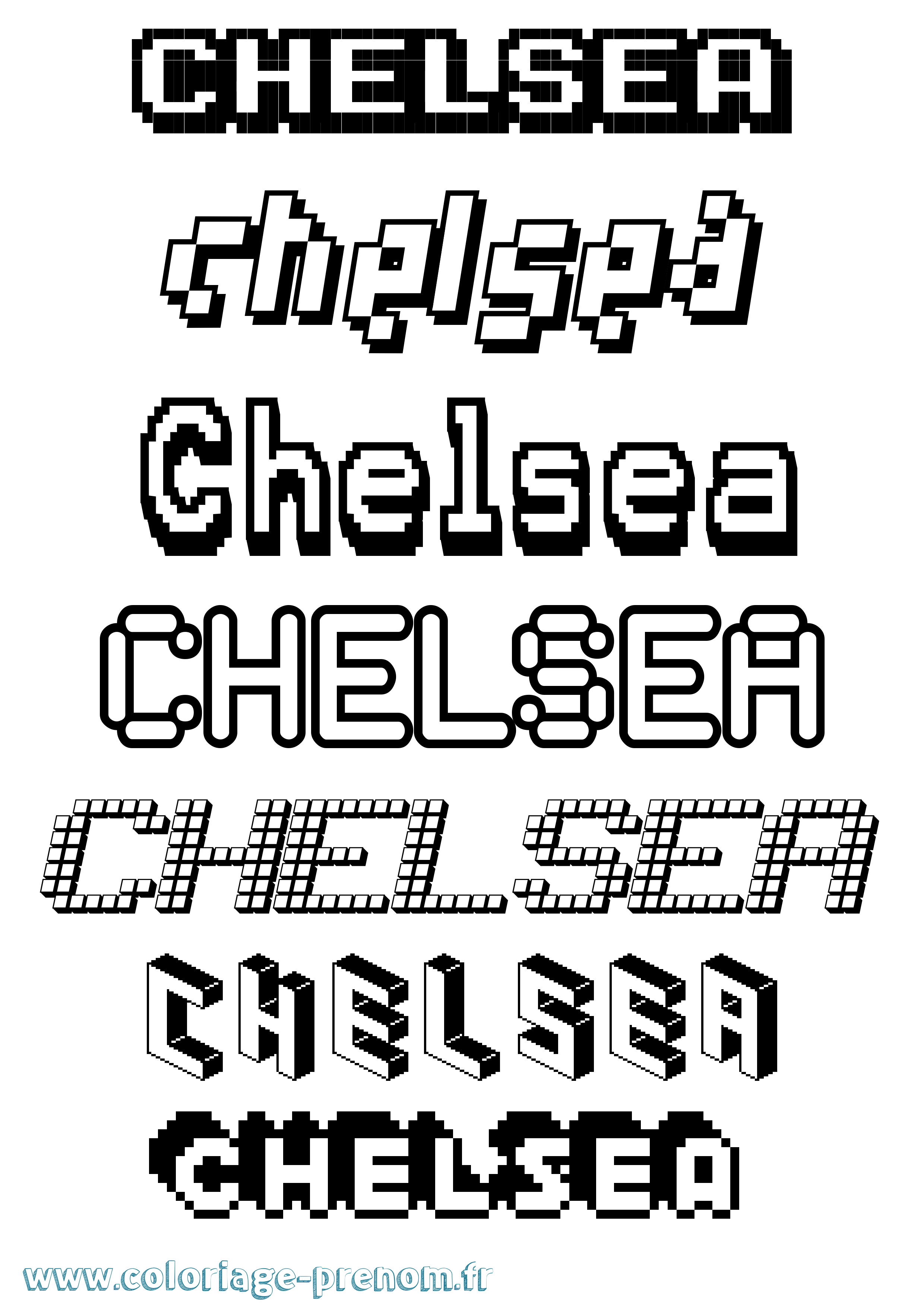 Coloriage prénom Chelsea