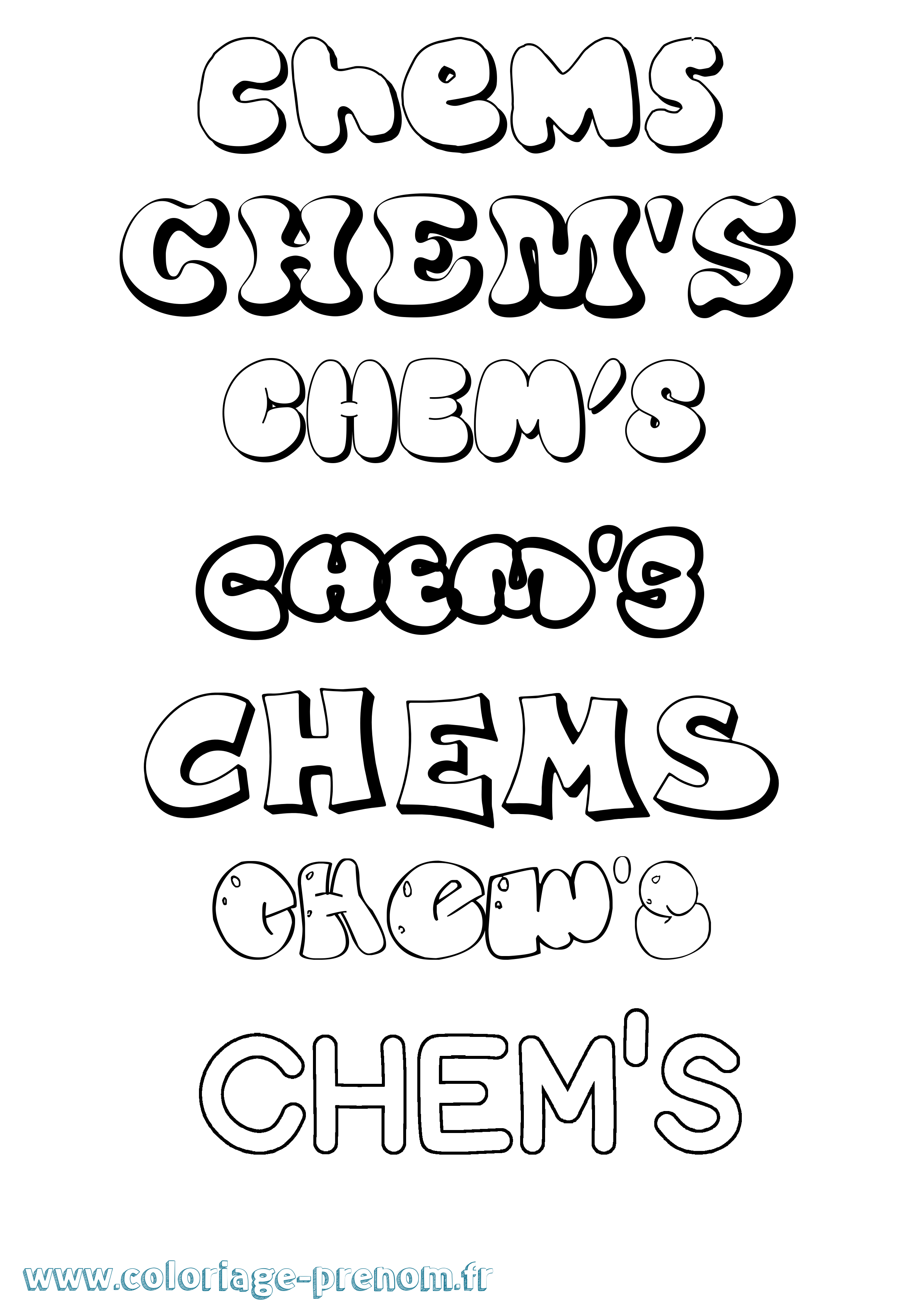 Coloriage Chem'S Bubble Coloriage prénom Chem'S Bubble