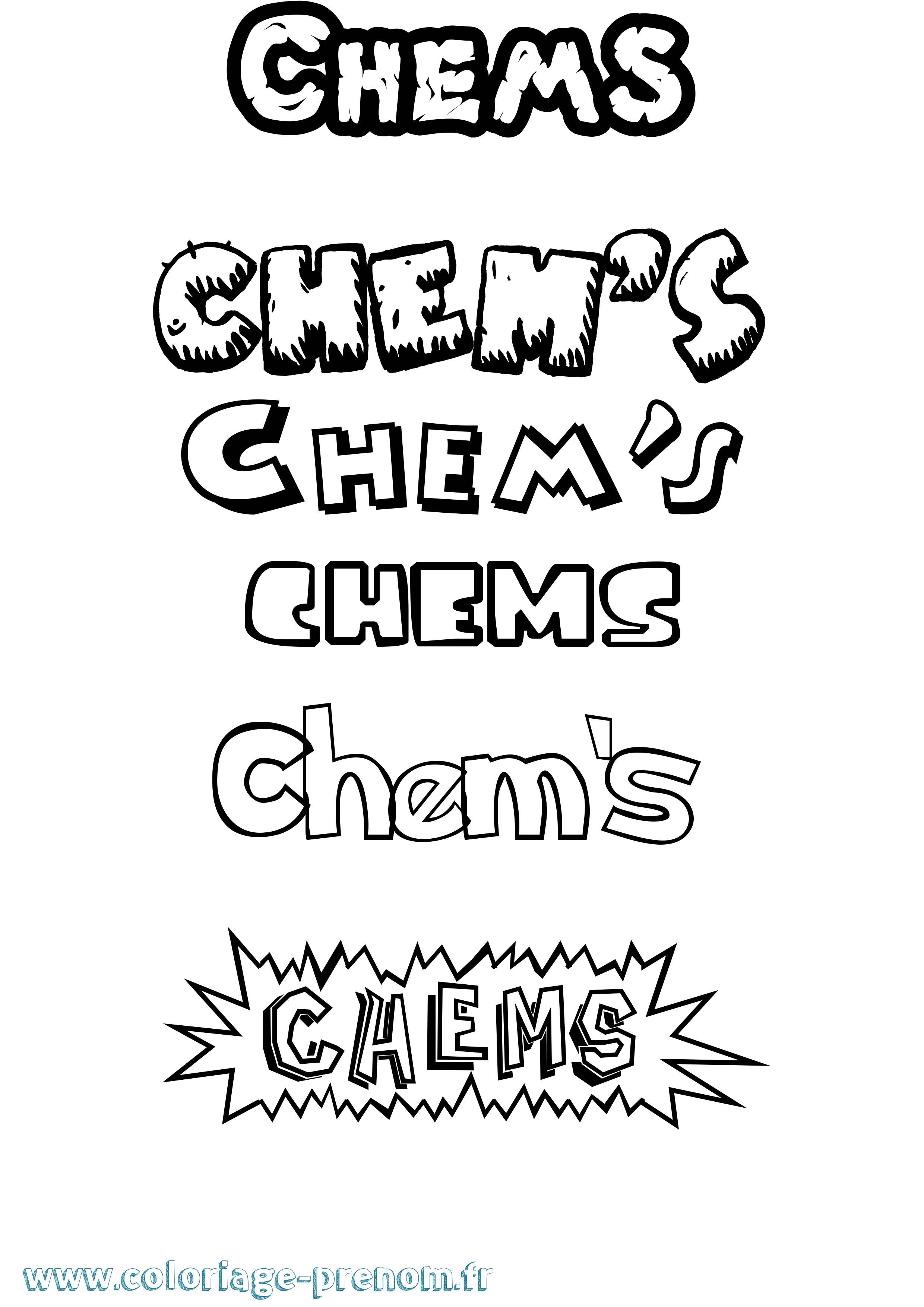 Coloriage Chem'S Dessin Animé Coloriage prénom Chem'S Dessin Animé