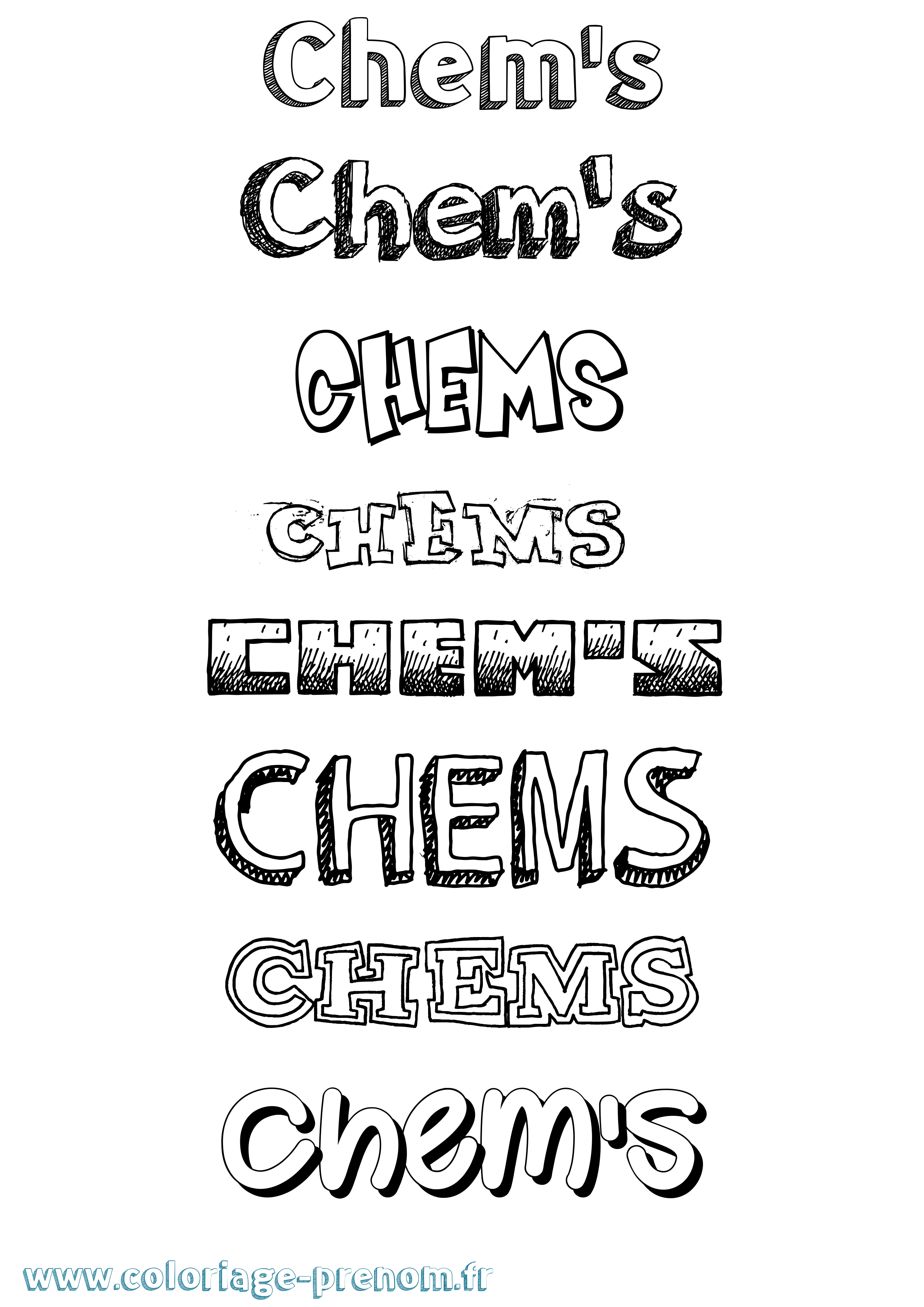 Coloriage Chem'S Dessiné Coloriage prénom Chem'S Dessiné