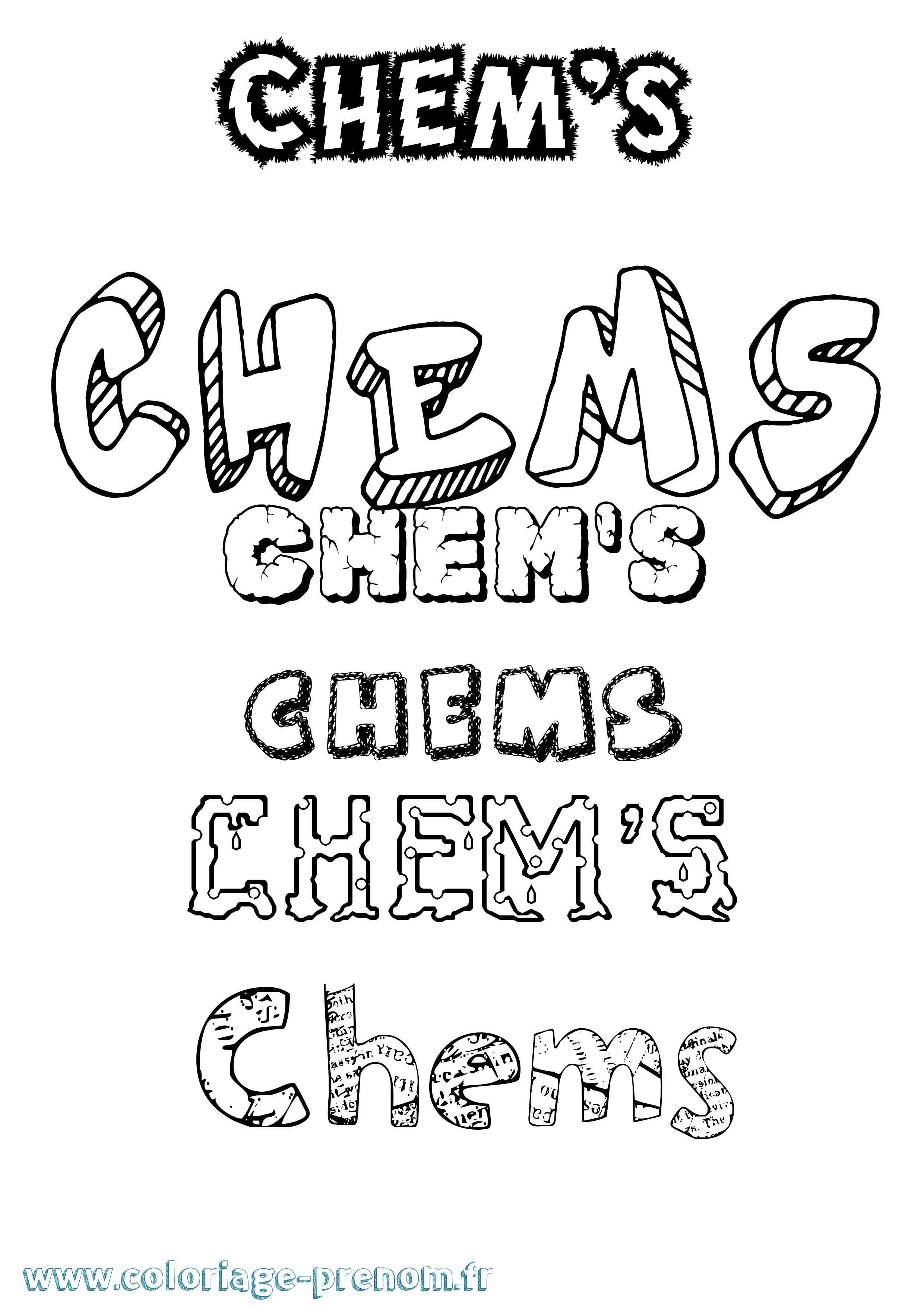 Coloriage Chem'S Destructuré Coloriage prénom Chem'S Destructuré