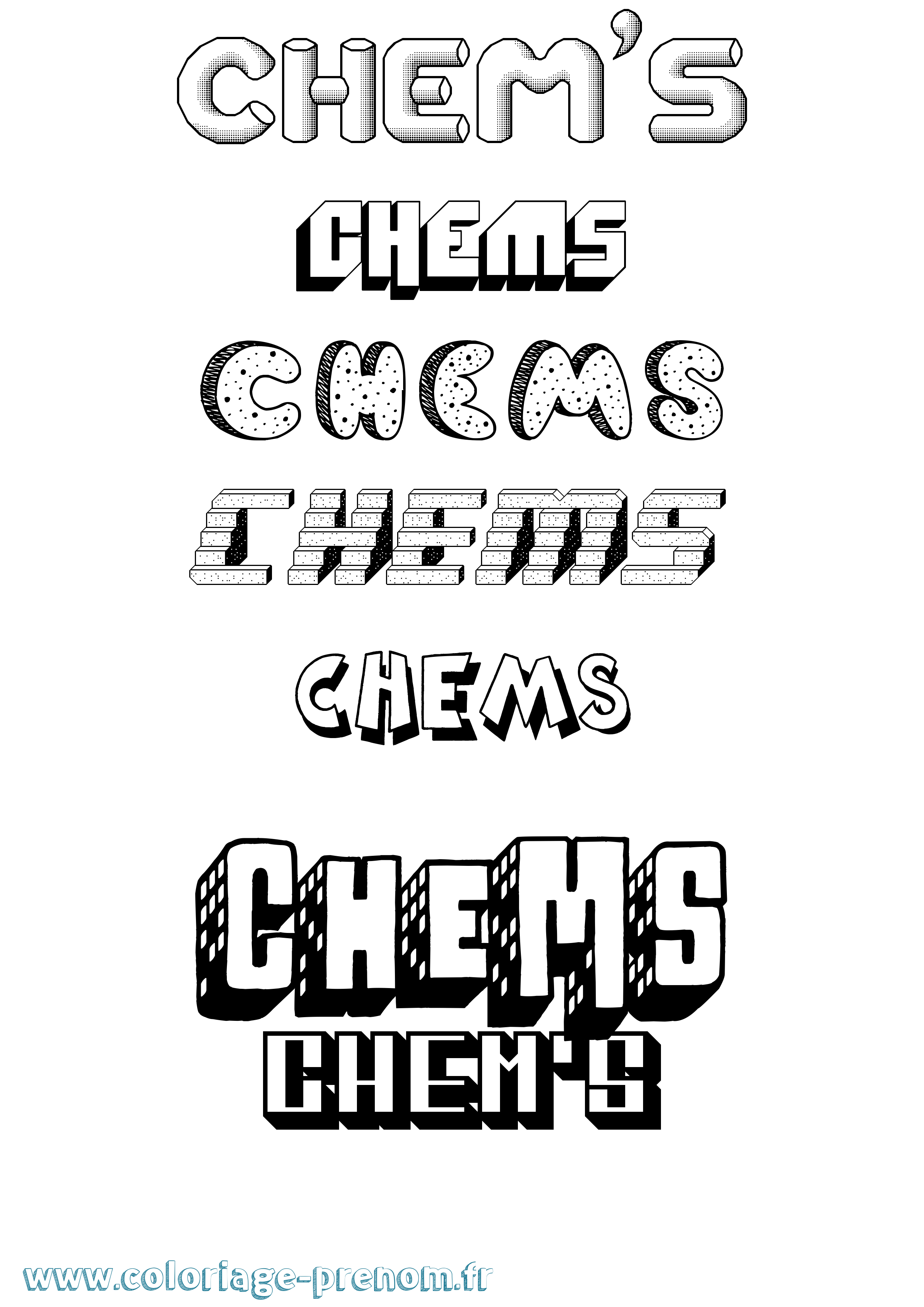 Coloriage Chem'S Effet 3D Coloriage prénom Chem'S Effet 3D