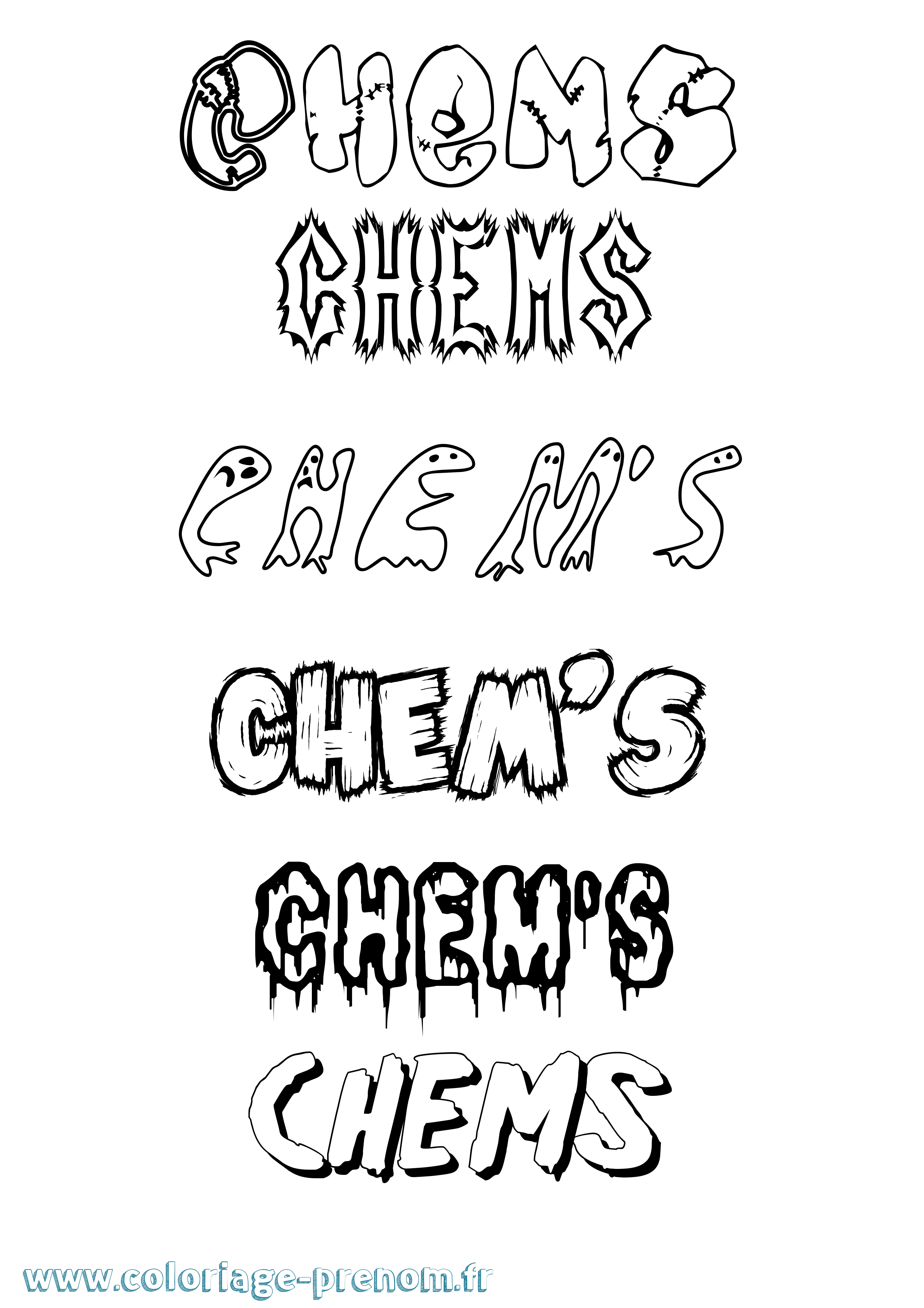 Coloriage Chem'S Frisson Coloriage prénom Chem'S Frisson