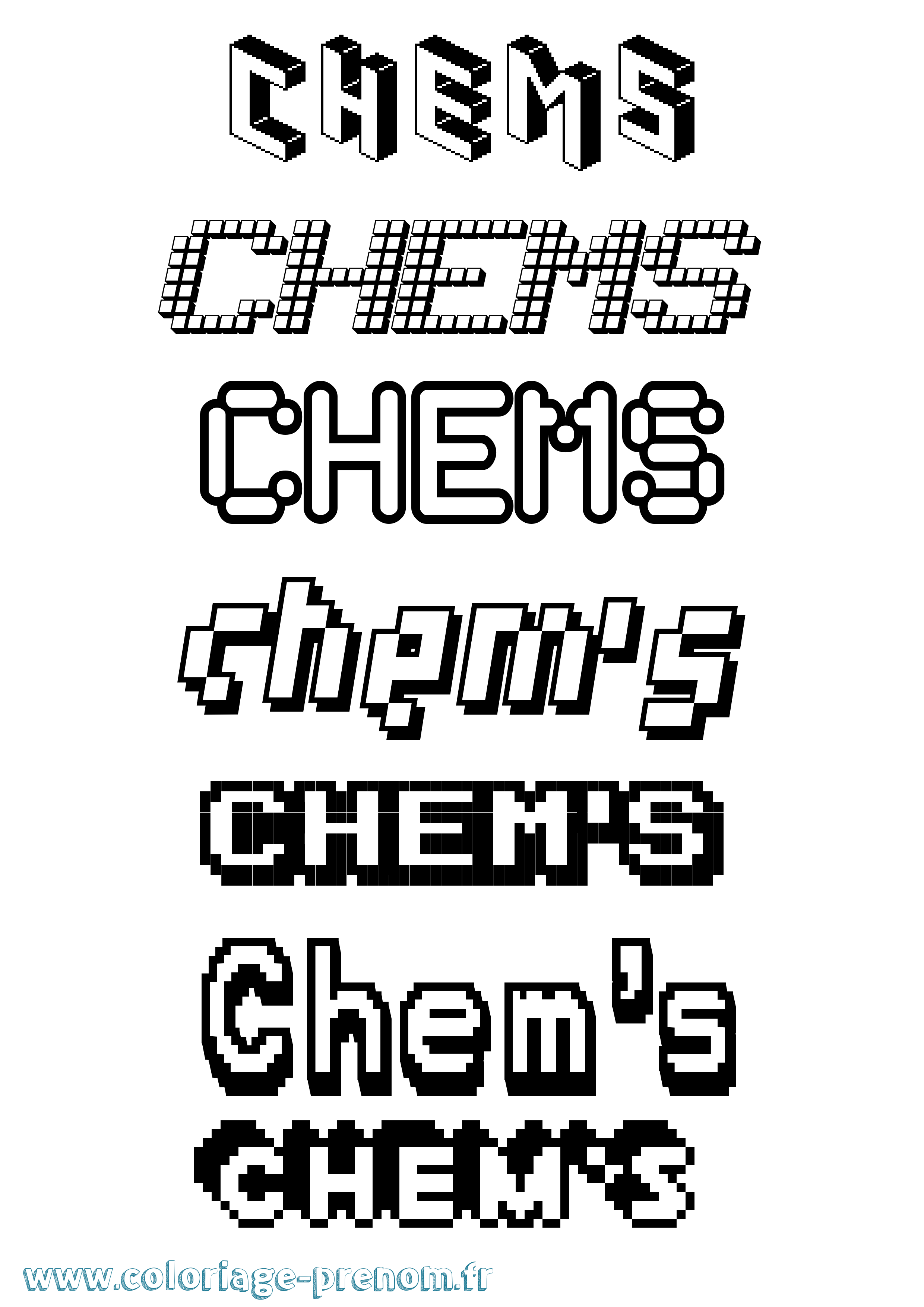 Coloriage Chem'S Pixel Coloriage prénom Chem'S Pixel