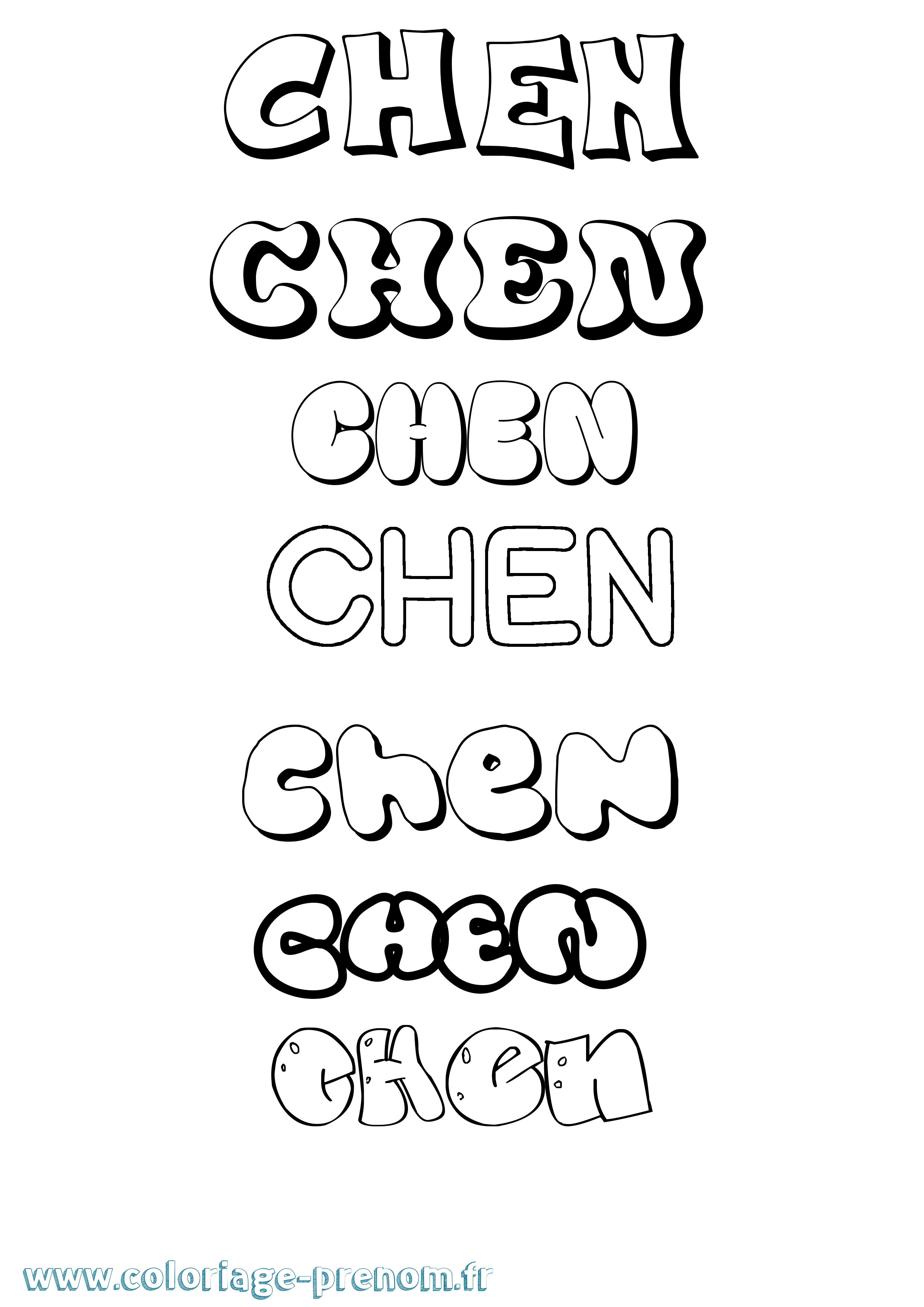 Coloriage prénom Chen Bubble