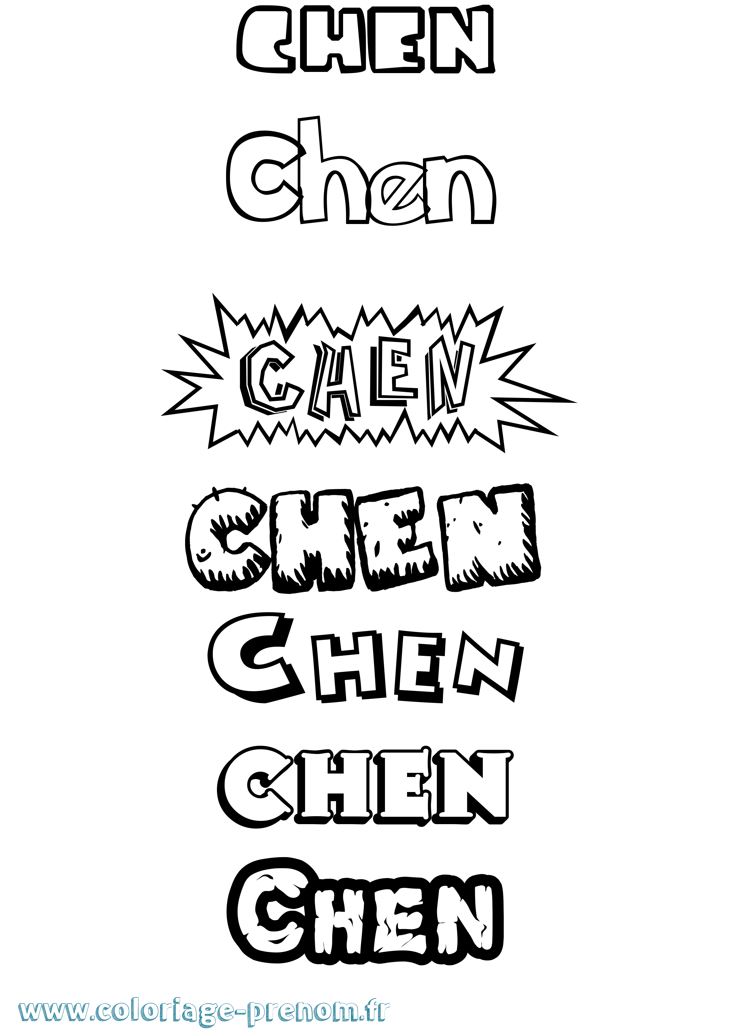 Coloriage prénom Chen Dessin Animé