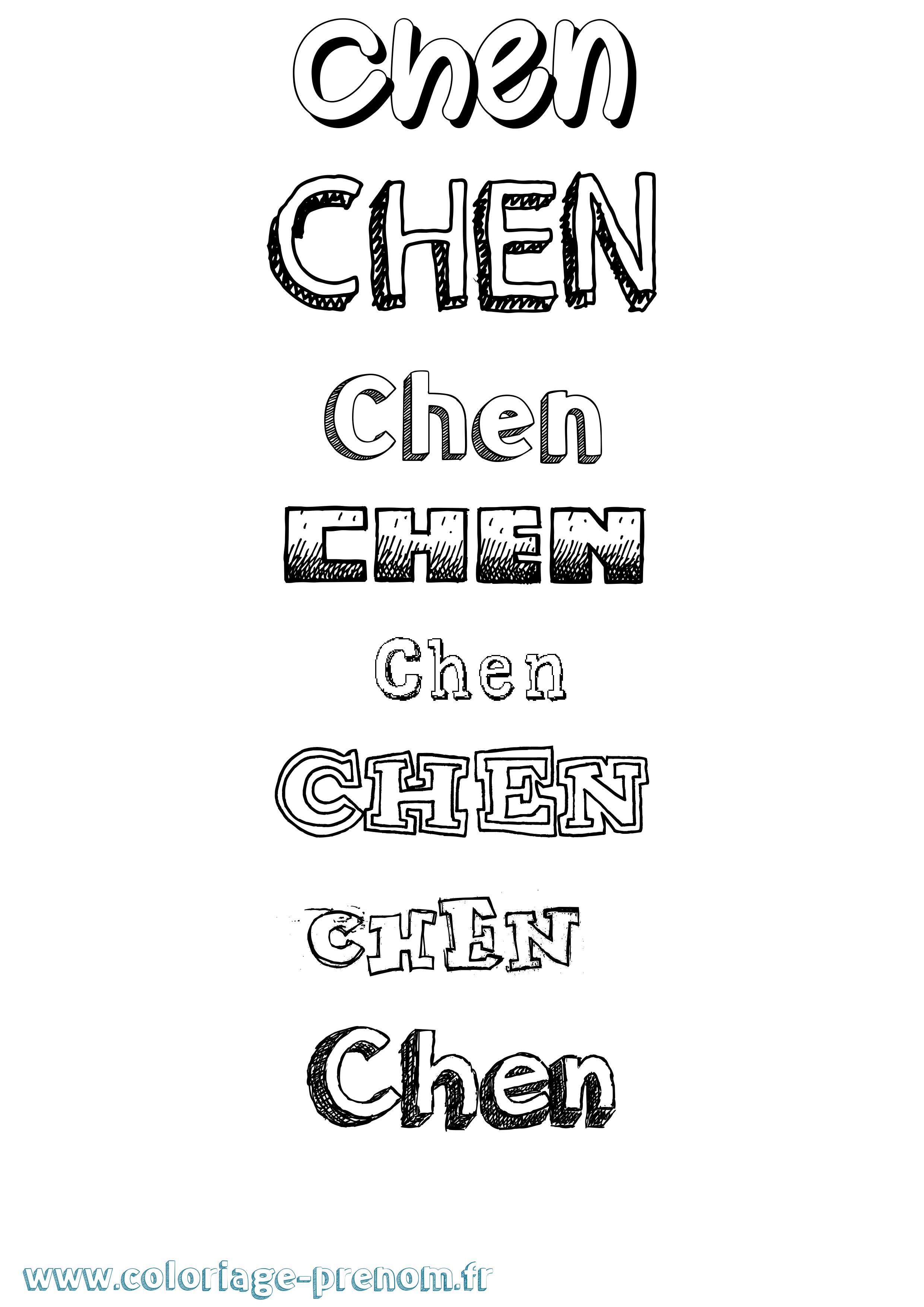 Coloriage prénom Chen Dessiné