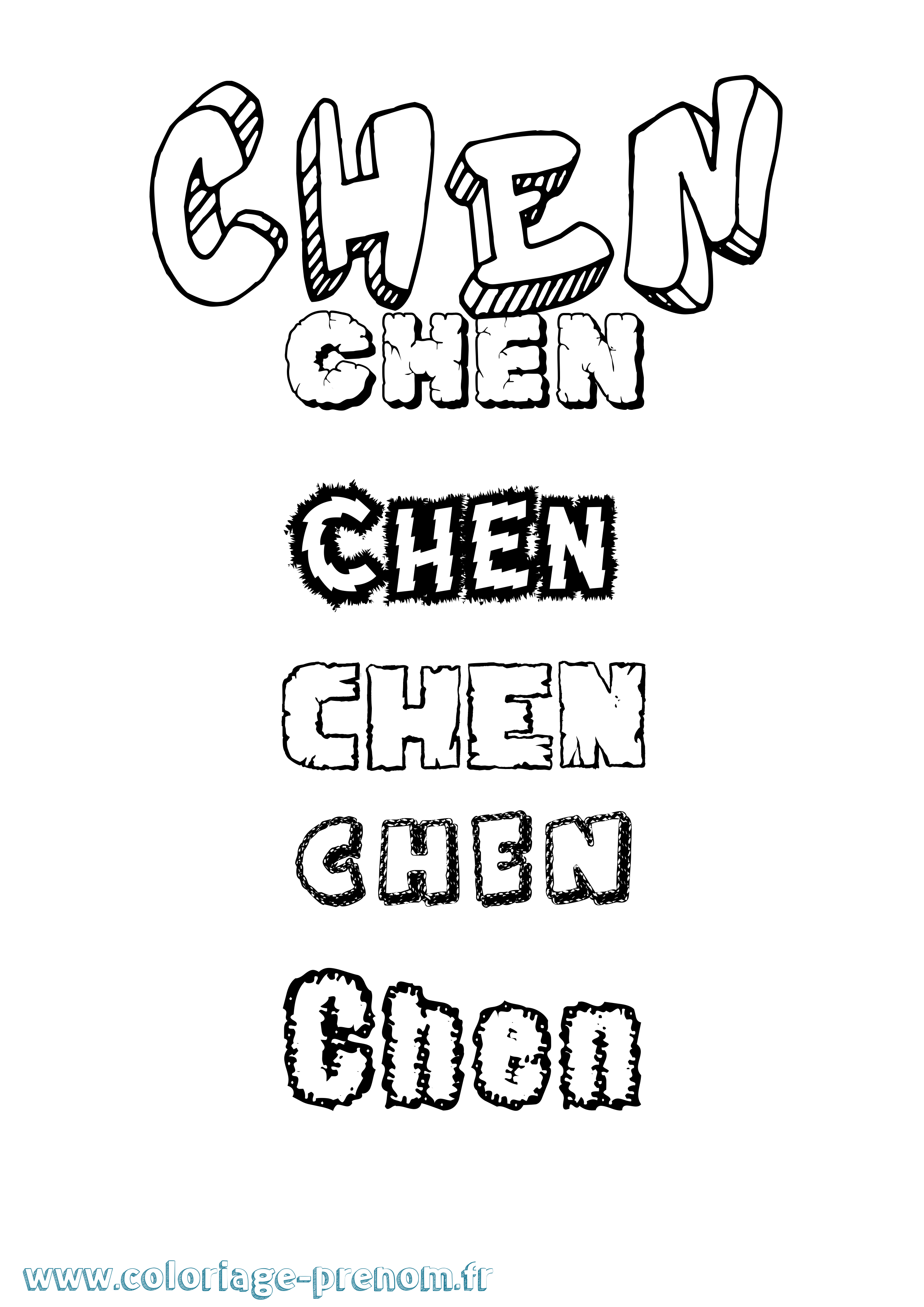 Coloriage prénom Chen Destructuré