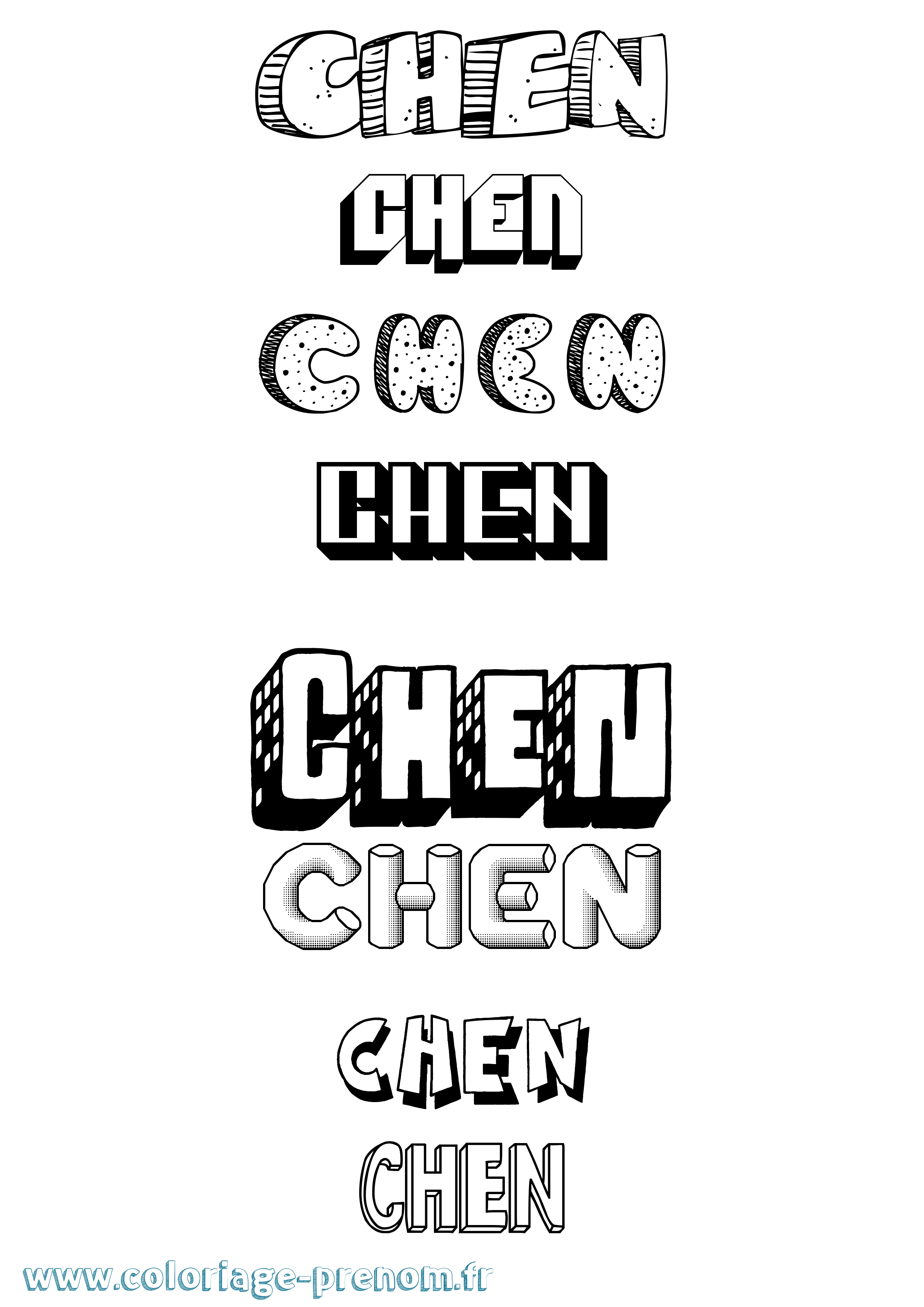 Coloriage prénom Chen Effet 3D