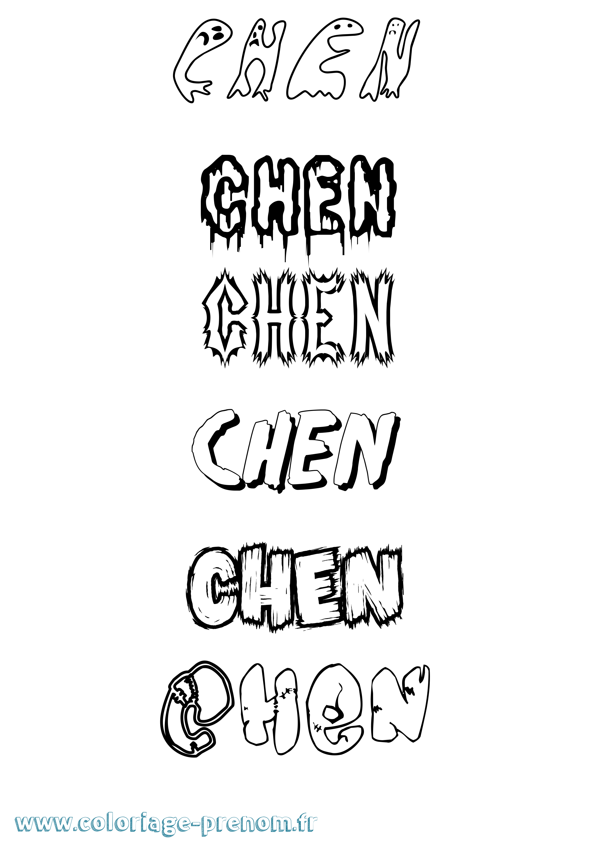 Coloriage prénom Chen Frisson