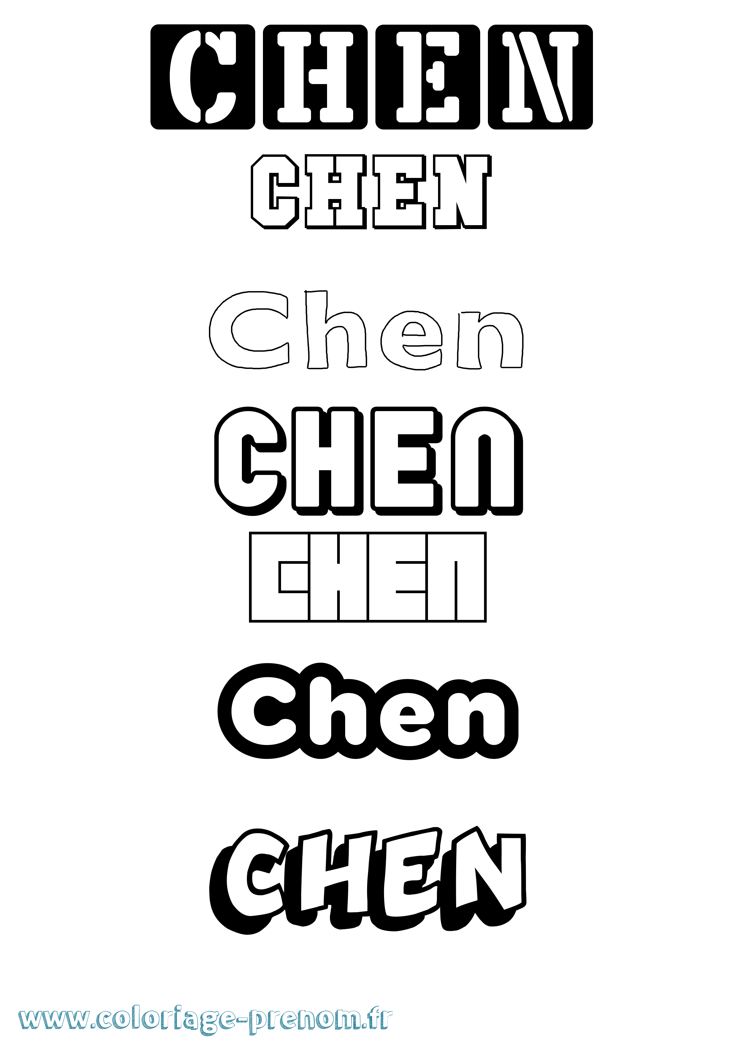 Coloriage prénom Chen Simple