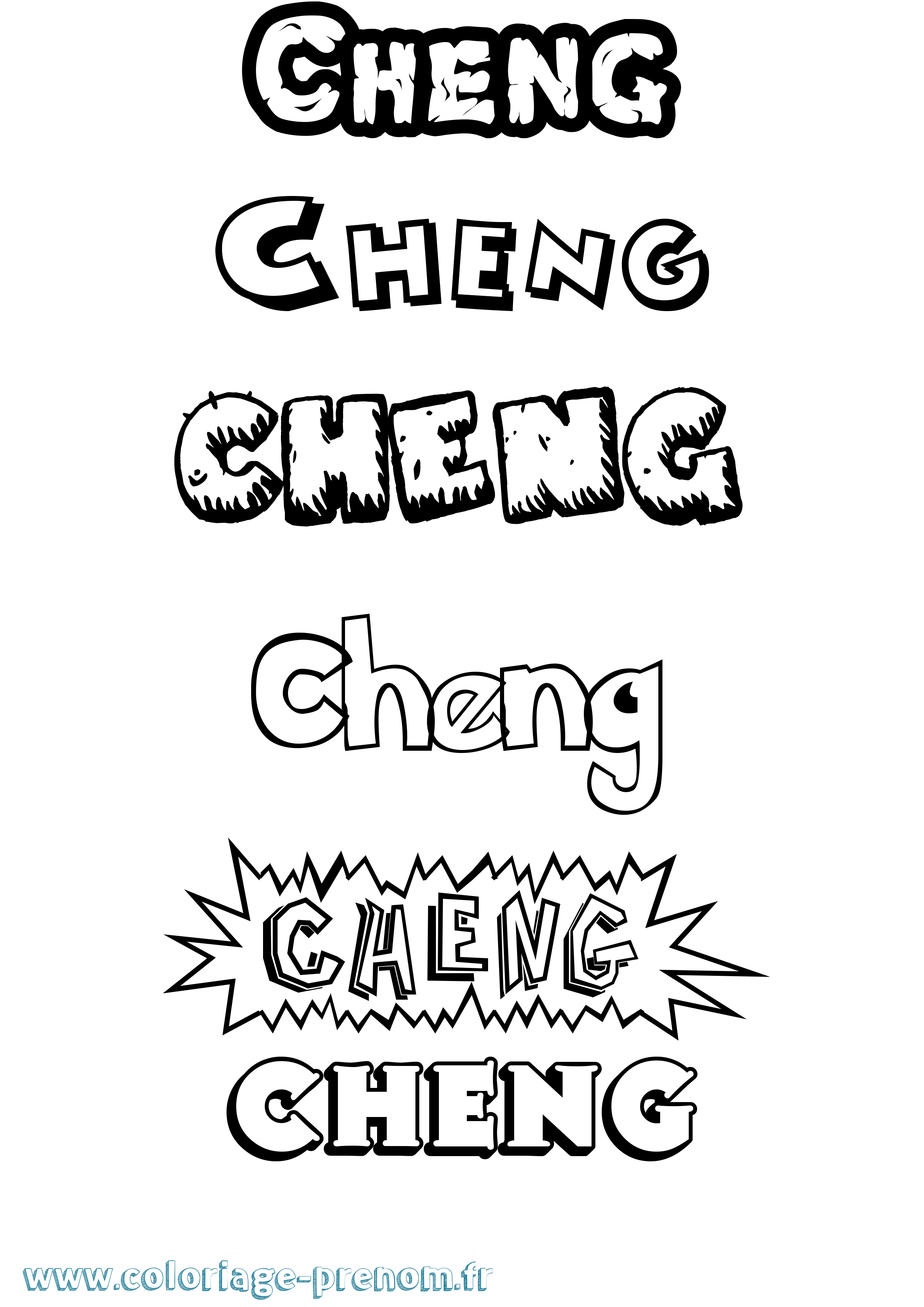 Coloriage prénom Cheng Dessin Animé