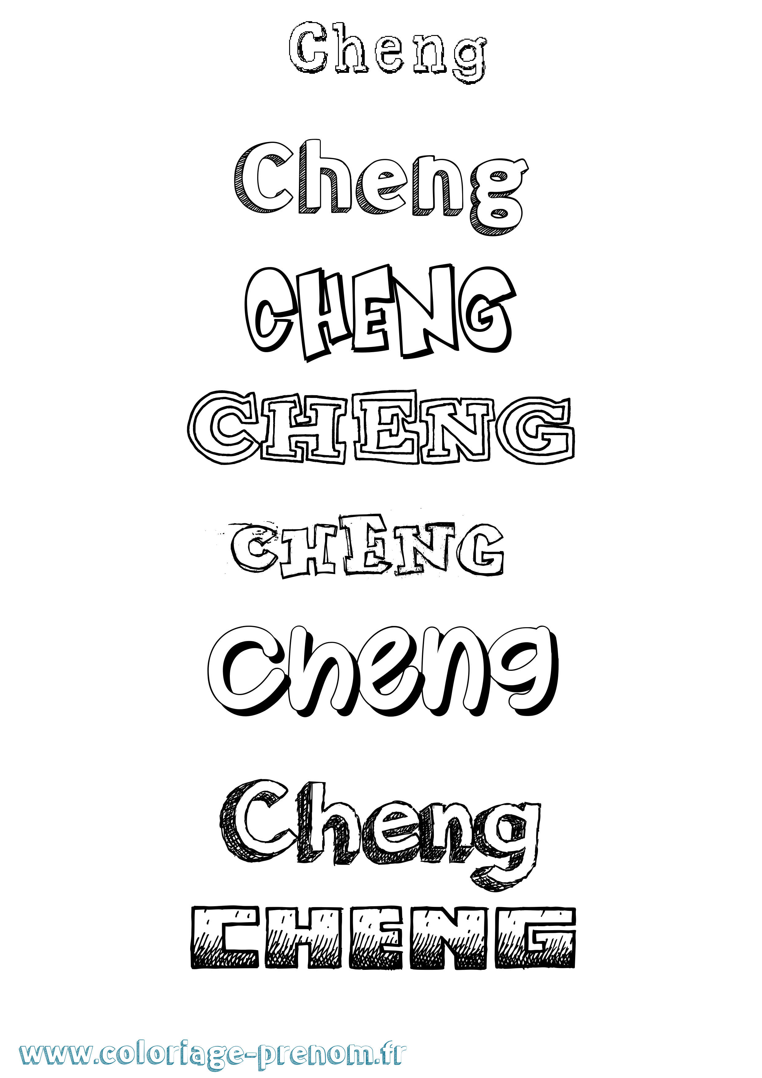Coloriage prénom Cheng Dessiné