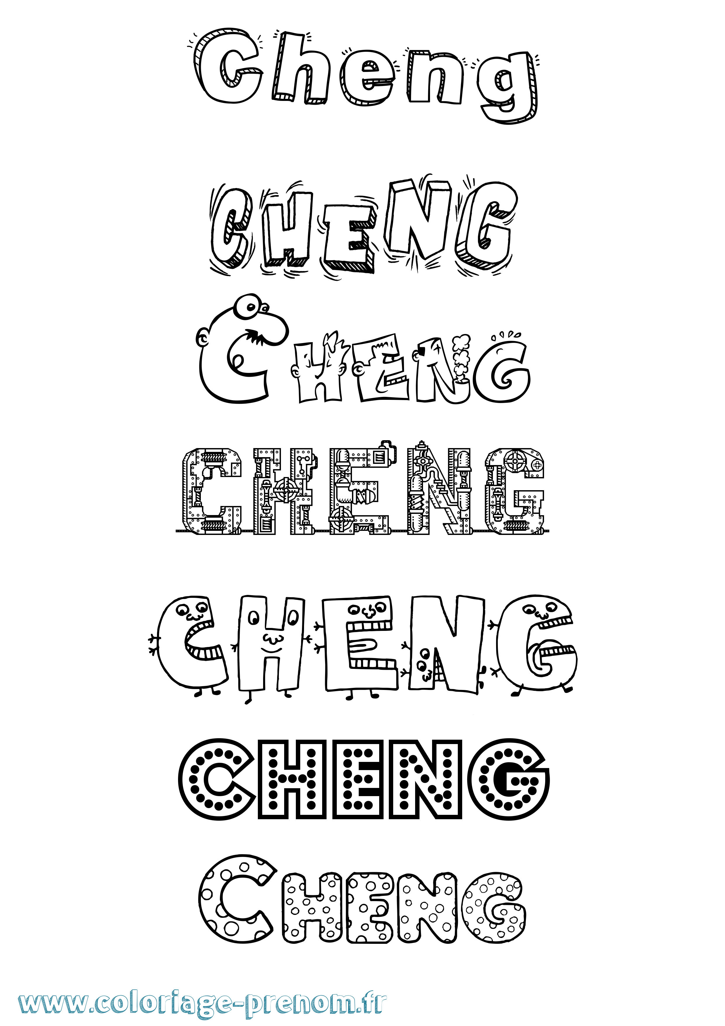 Coloriage prénom Cheng Fun
