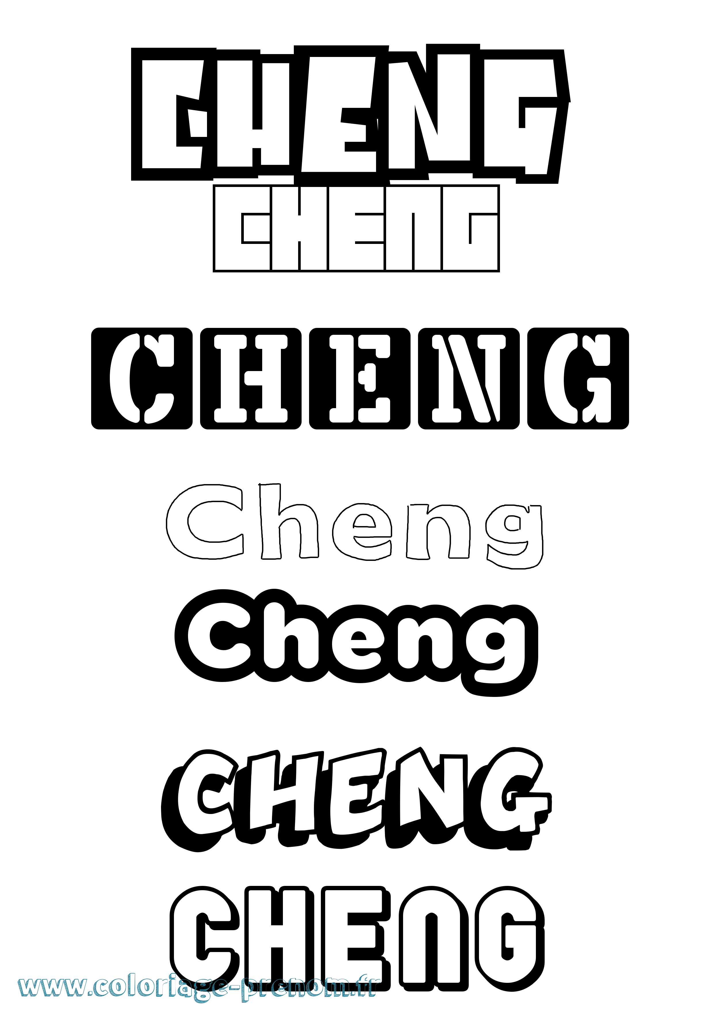 Coloriage prénom Cheng Simple