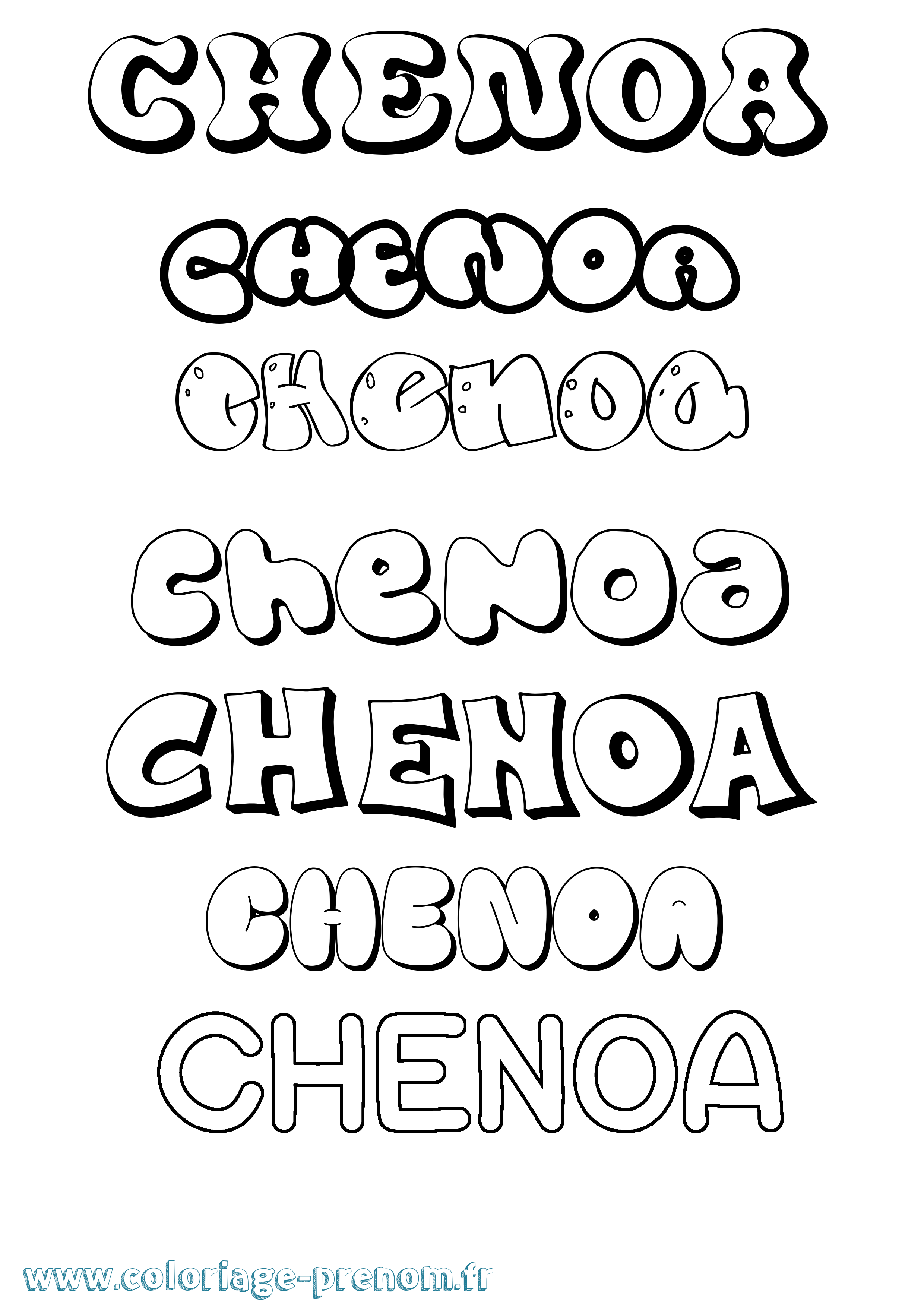 Coloriage prénom Chenoa Bubble
