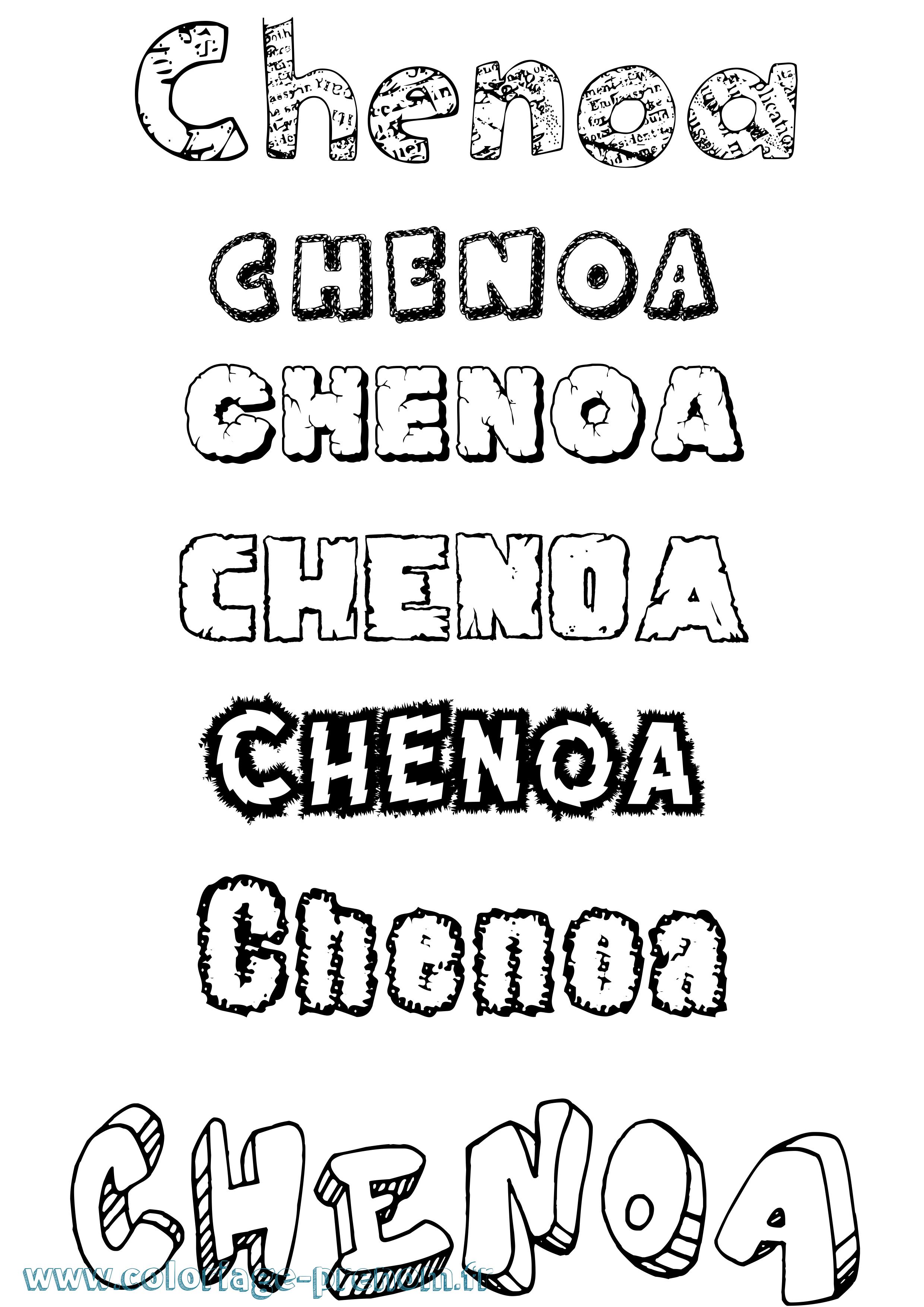 Coloriage prénom Chenoa Destructuré