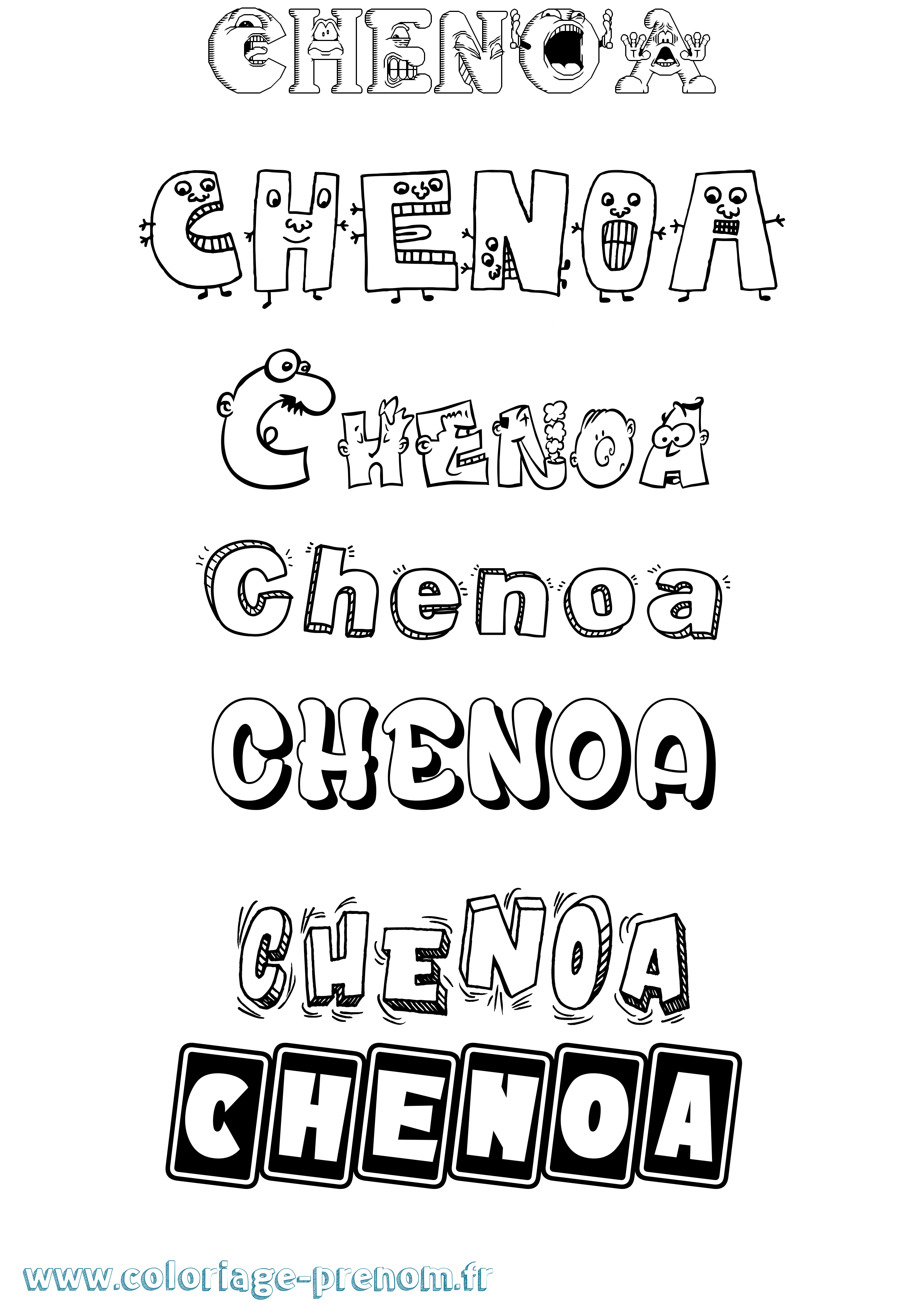 Coloriage prénom Chenoa Fun