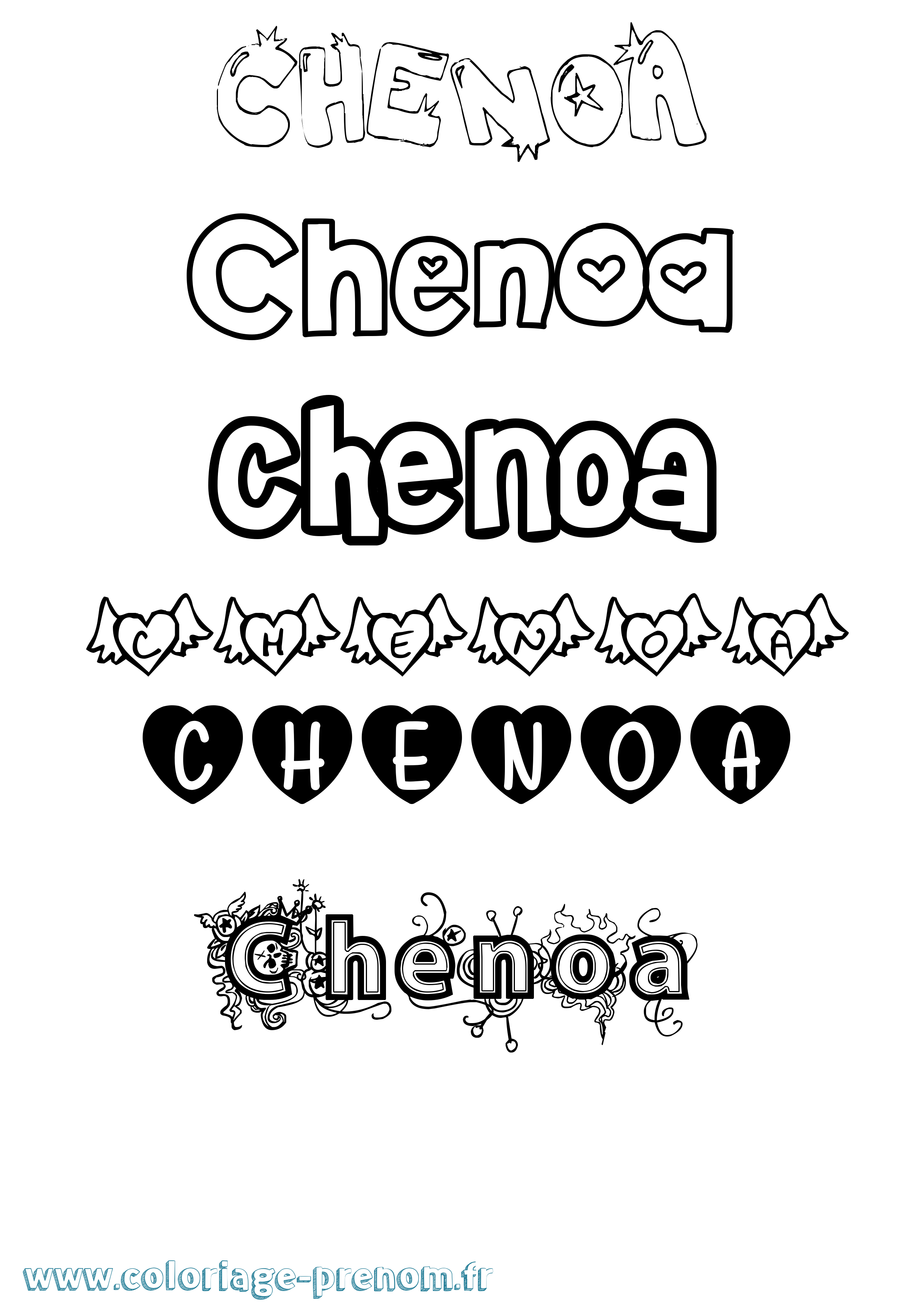 Coloriage prénom Chenoa Girly