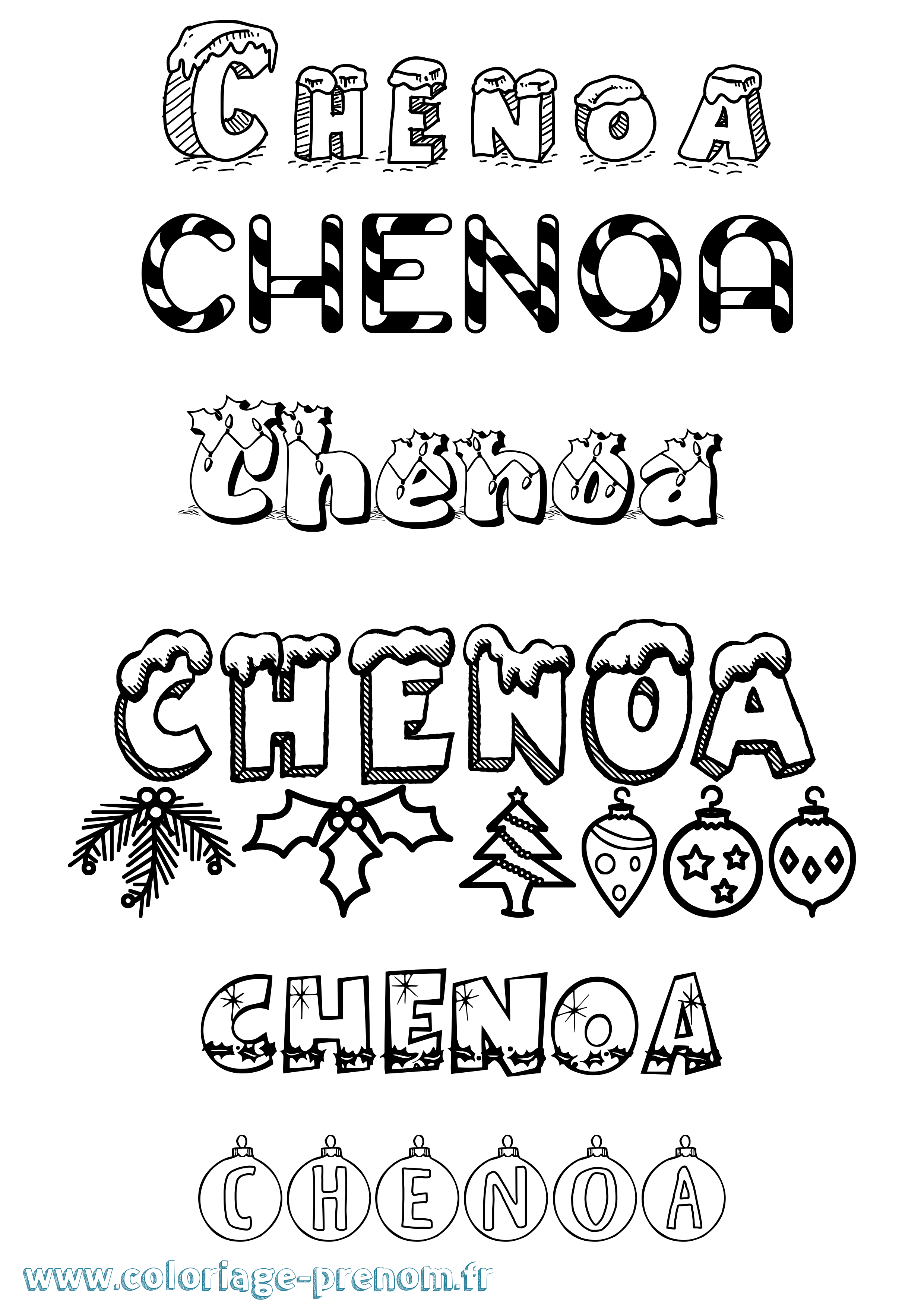Coloriage prénom Chenoa Noël