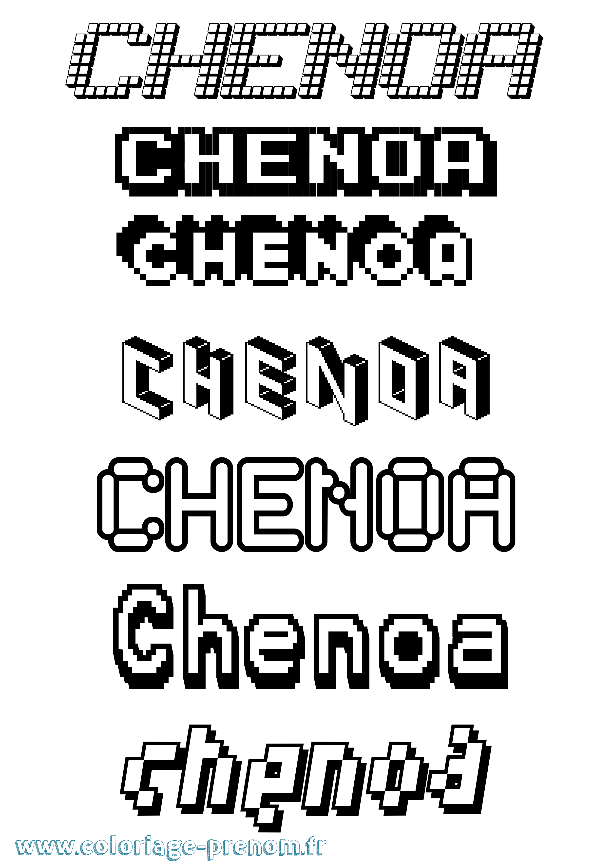 Coloriage prénom Chenoa Pixel