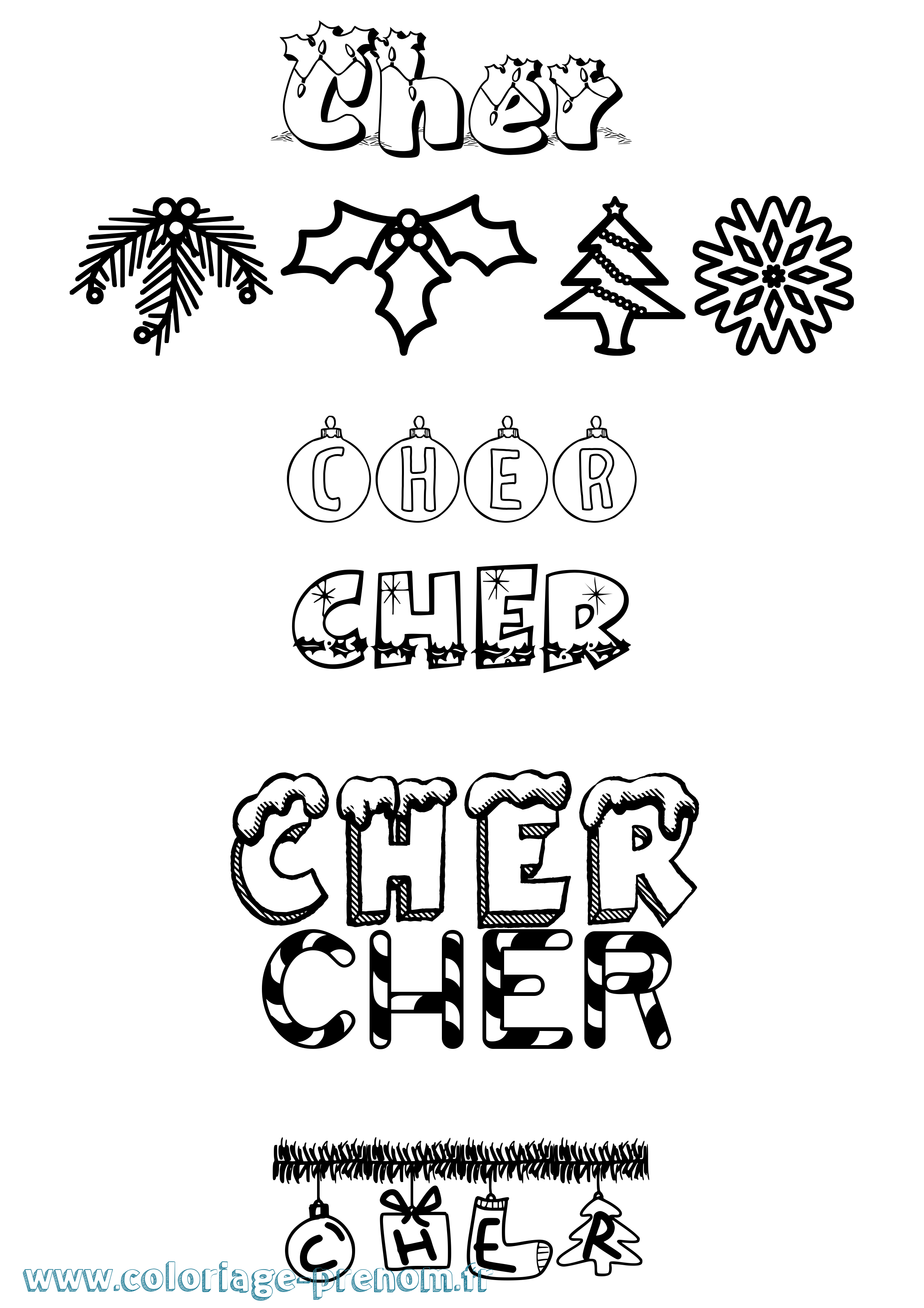 Coloriage prénom Cher Noël
