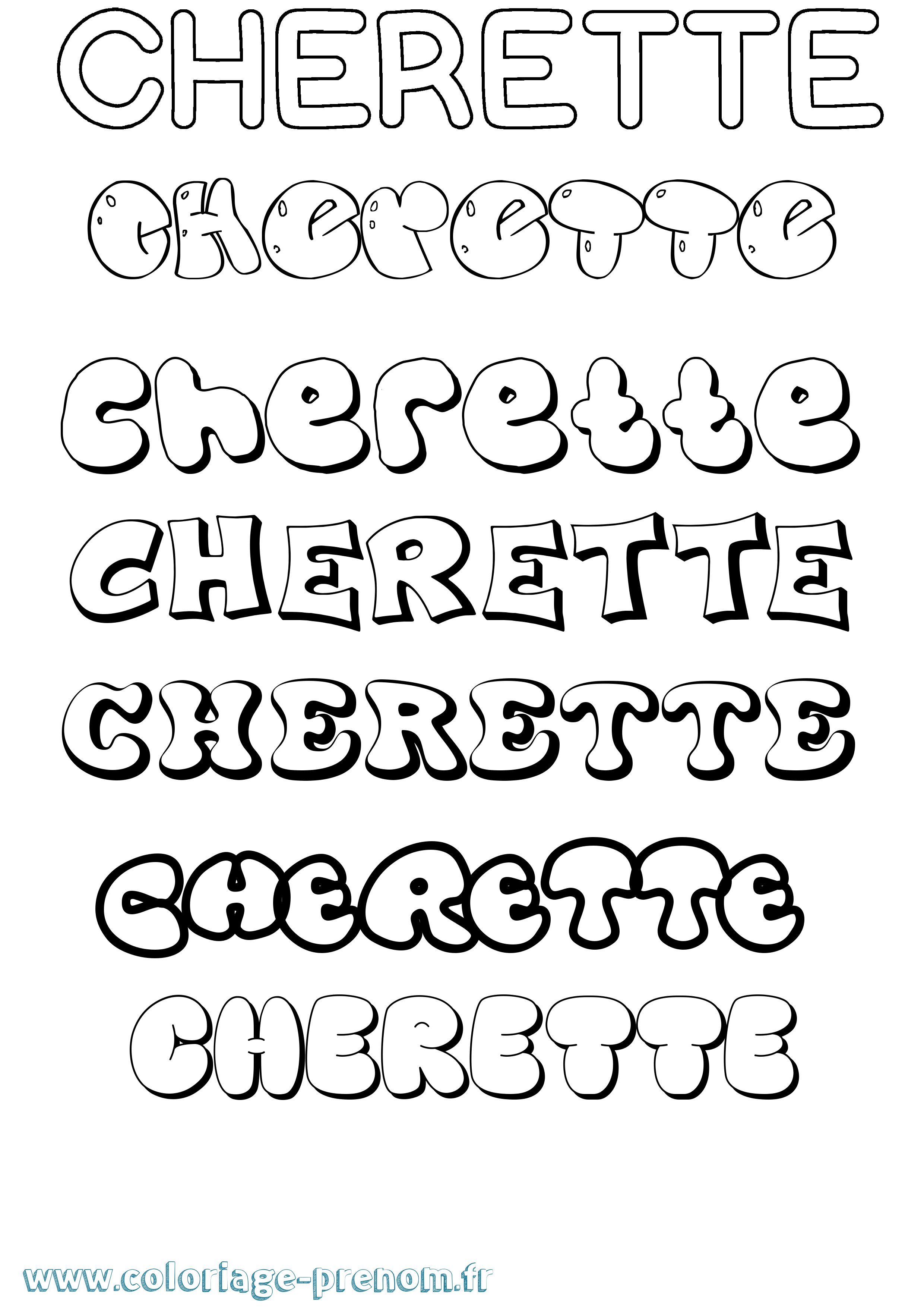 Coloriage Cherette Bubble Coloriage prénom Cherette Bubble