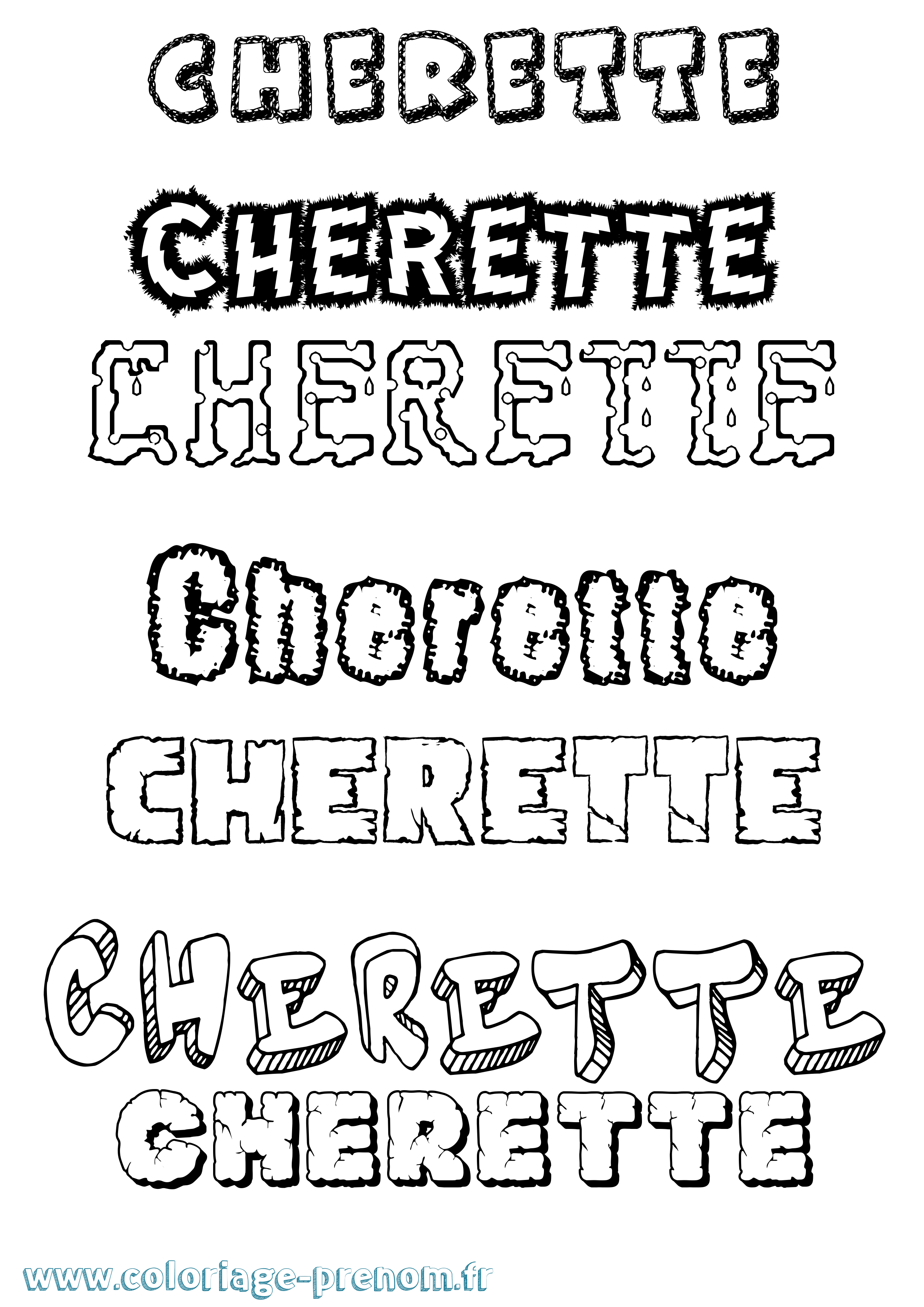 Coloriage Cherette Destructuré Coloriage prénom Cherette Destructuré