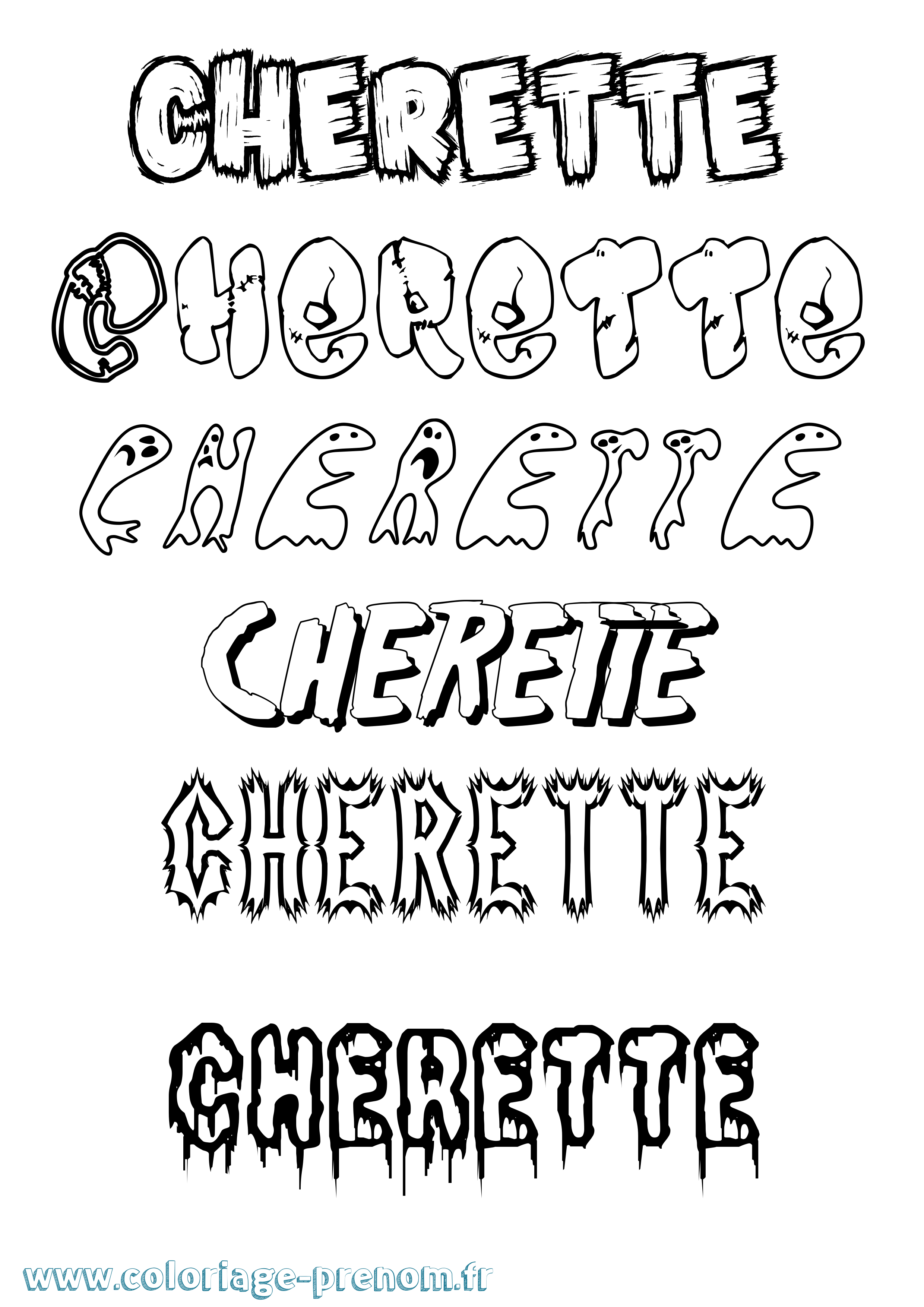 Coloriage Cherette Frisson Coloriage prénom Cherette Frisson