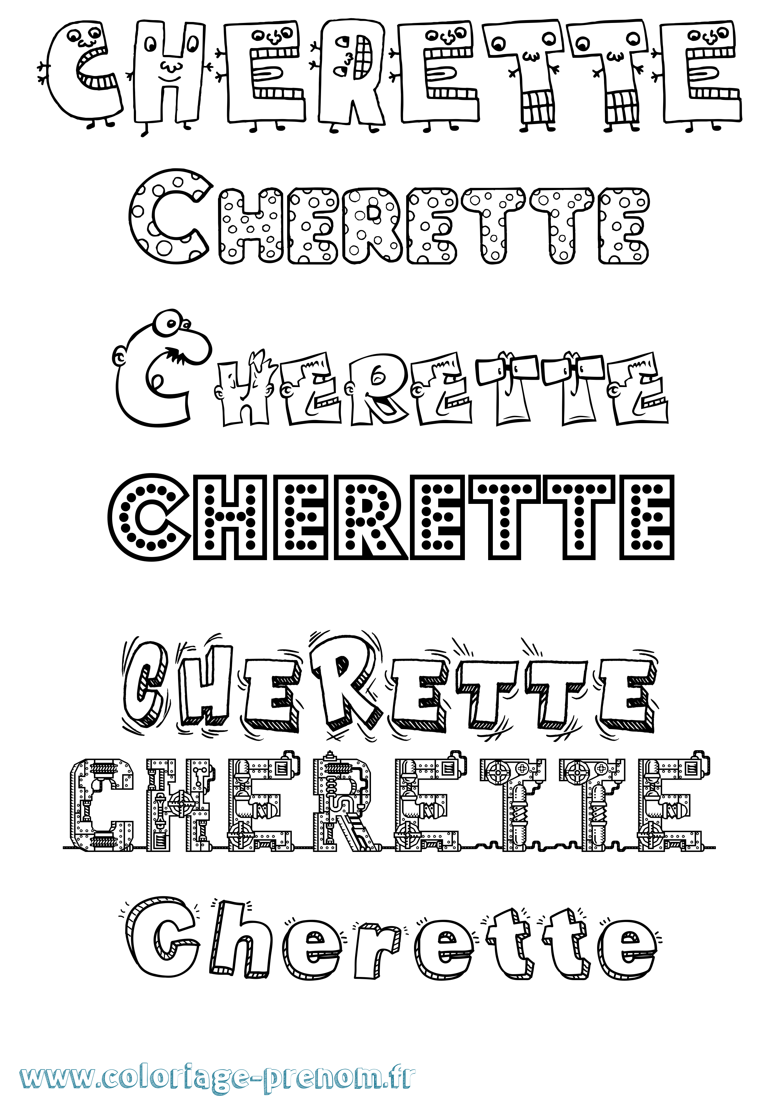 Coloriage Cherette Fun Coloriage prénom Cherette Fun