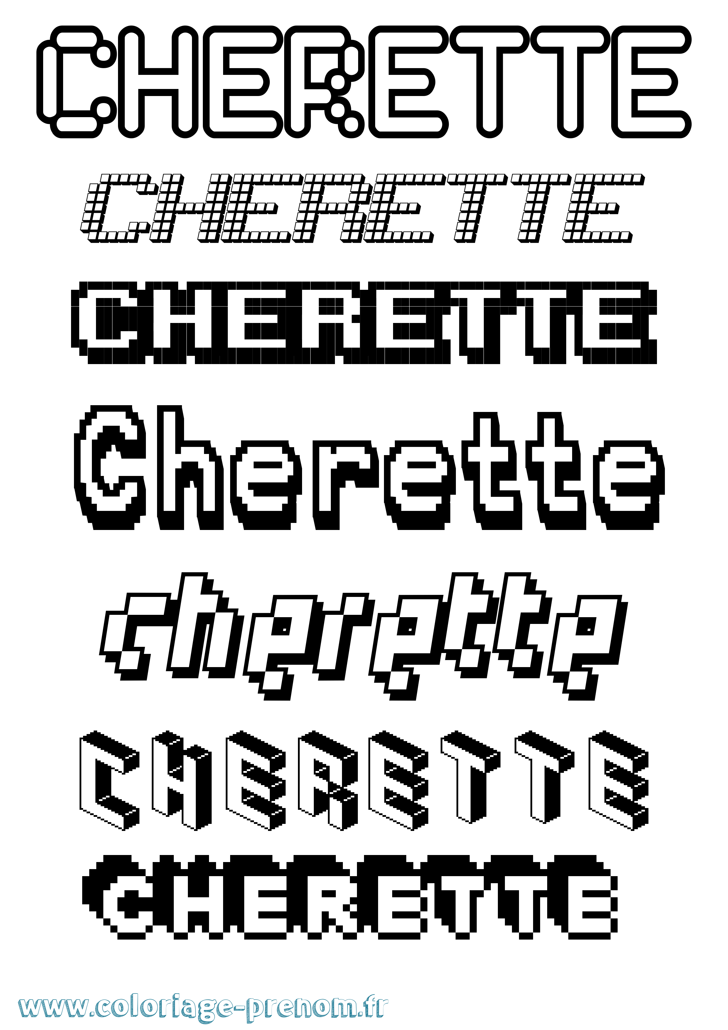 Coloriage Cherette Pixel Coloriage prénom Cherette Pixel