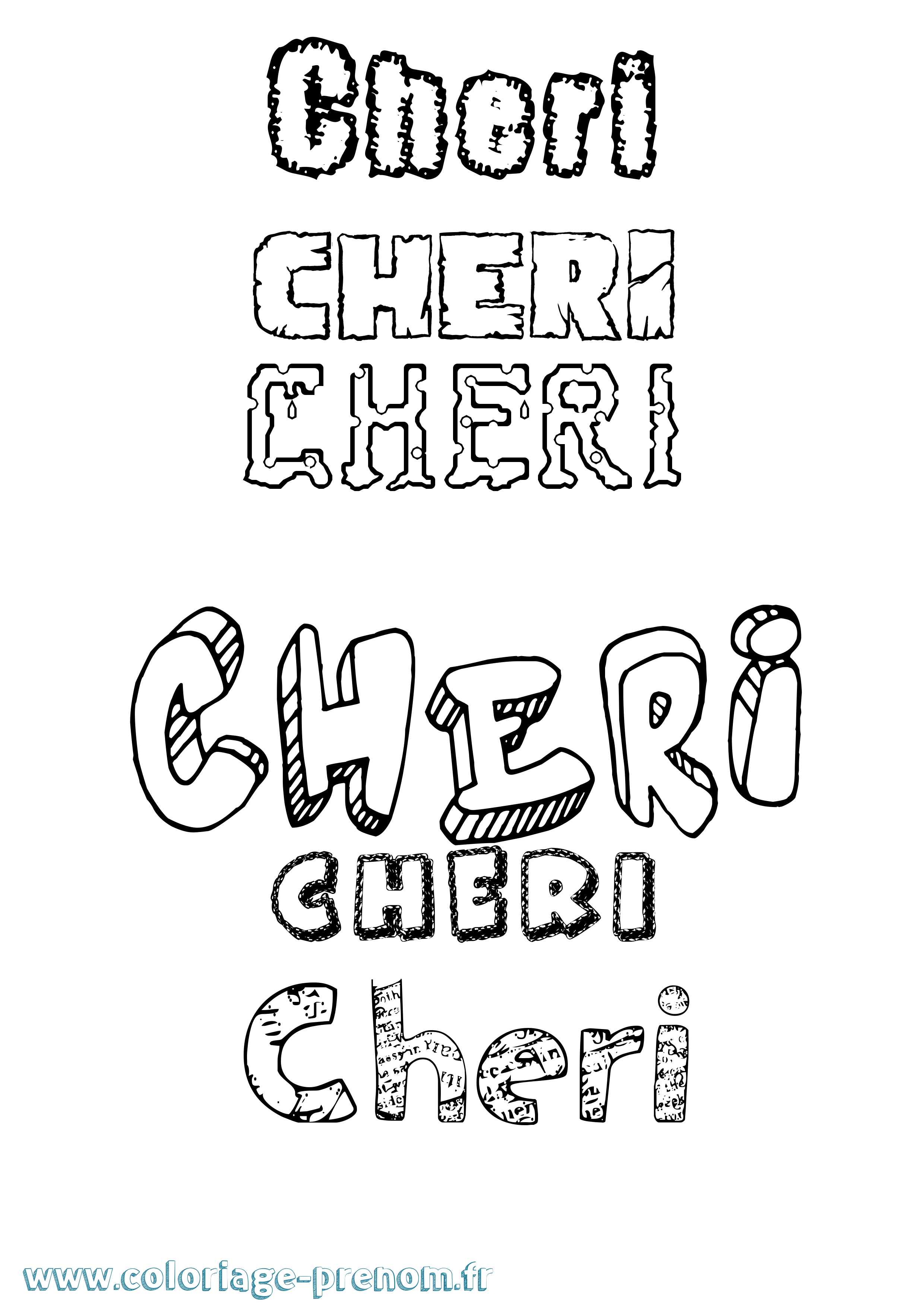 Coloriage Cheri Destructuré Coloriage prénom Cheri Destructuré