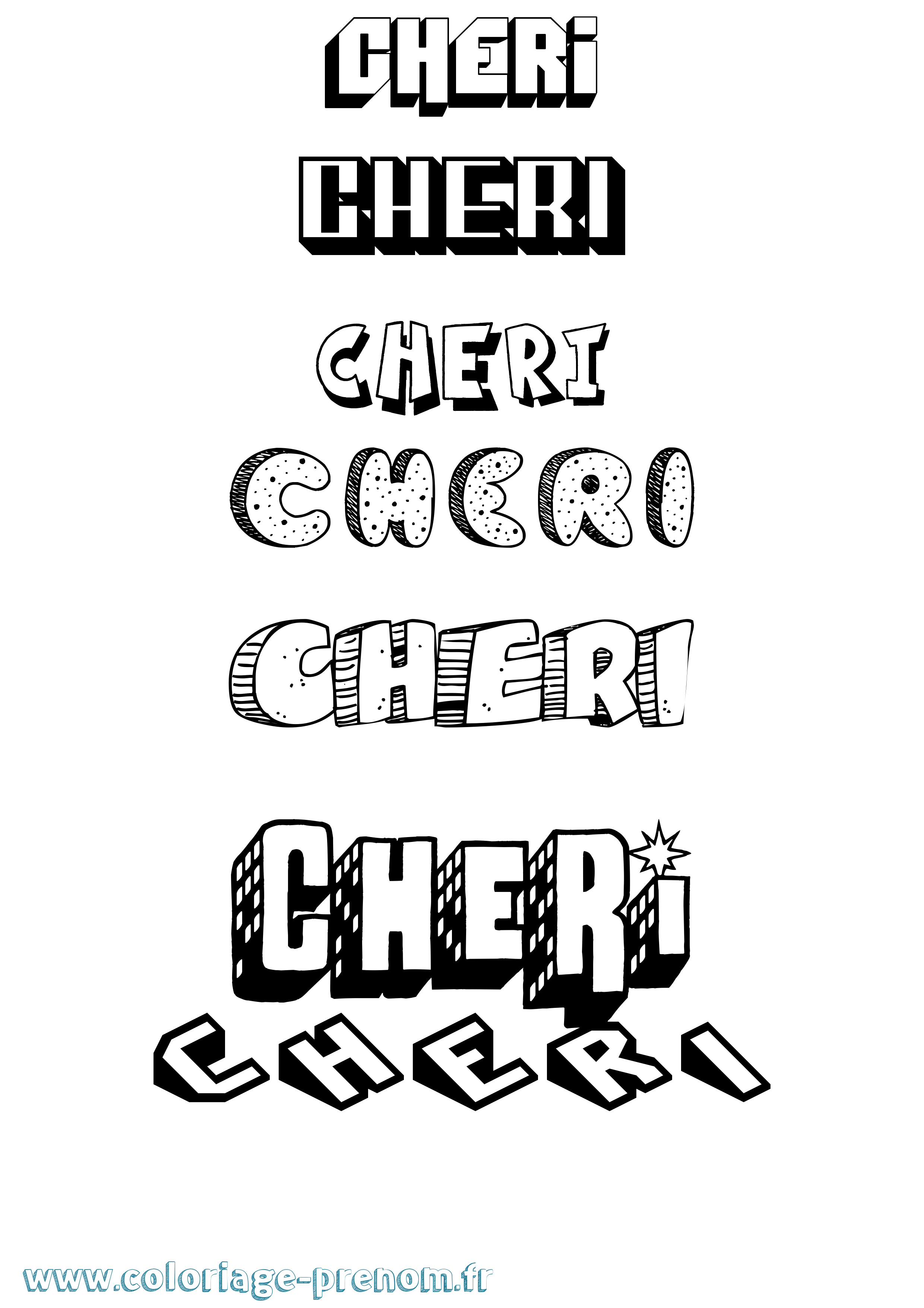 Coloriage prénom Cheri Effet 3D