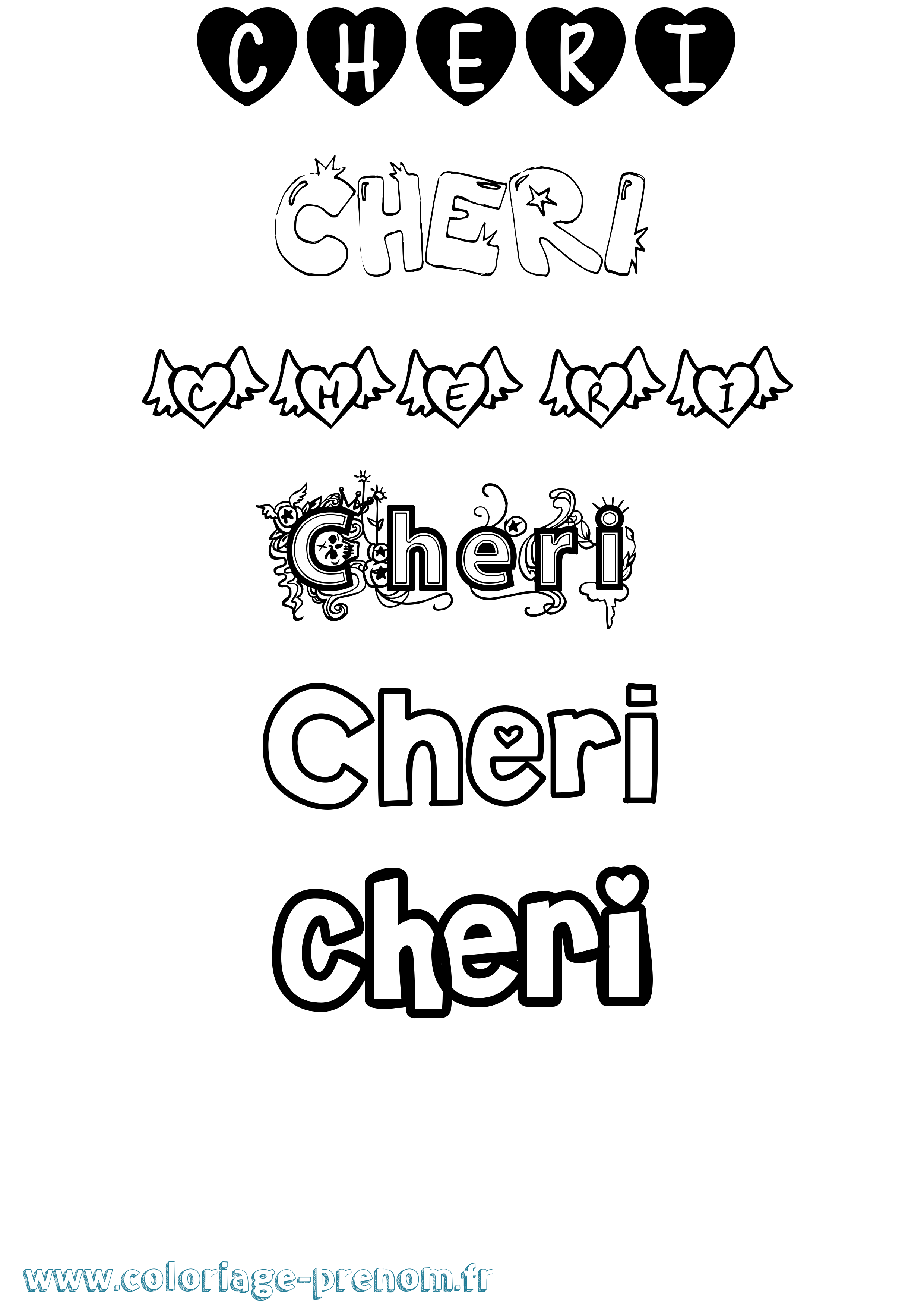Coloriage prénom Cheri Girly