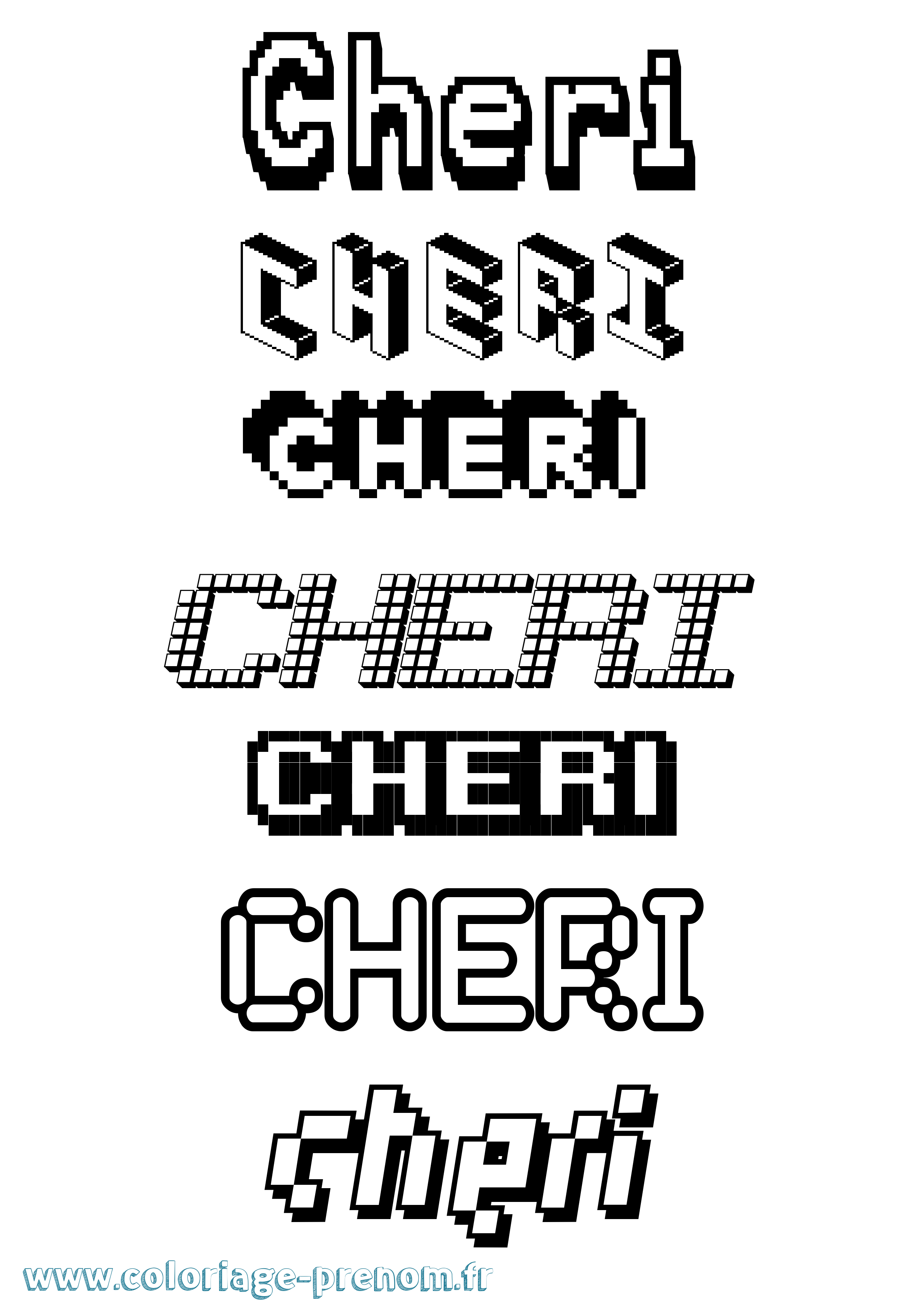 Coloriage prénom Cheri Pixel