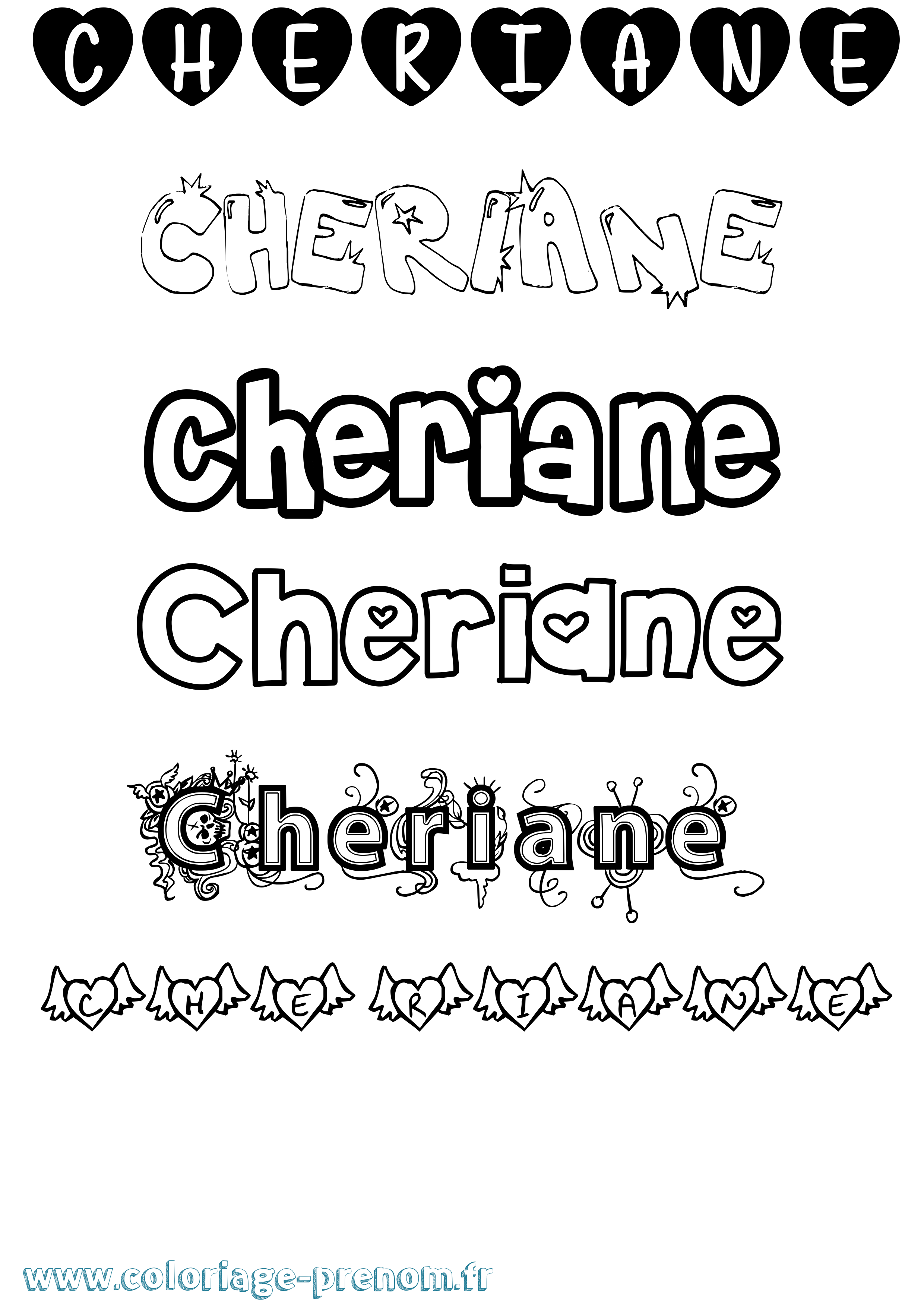 Coloriage prénom Cheriane Girly