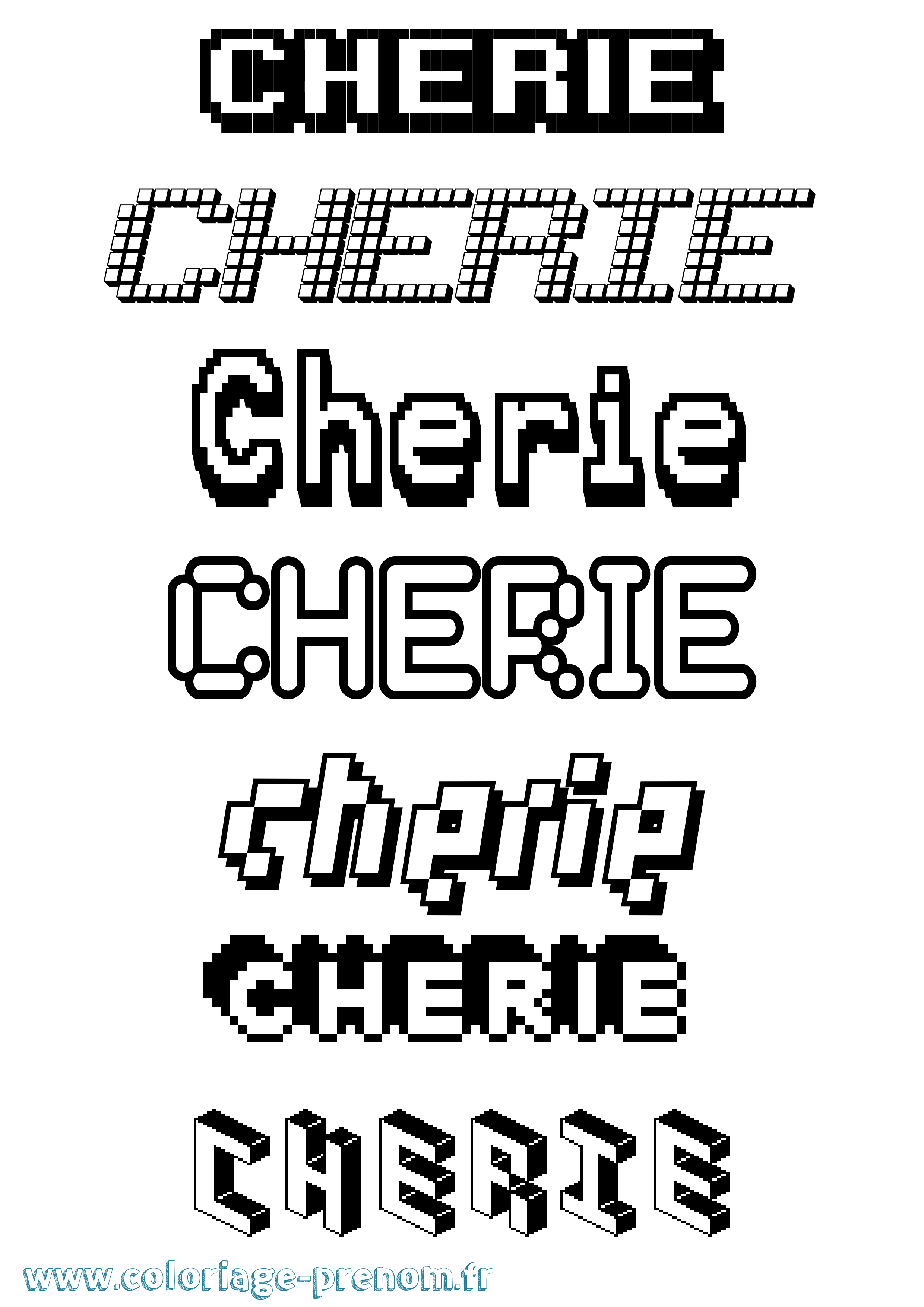 Coloriage prénom Cherie Pixel